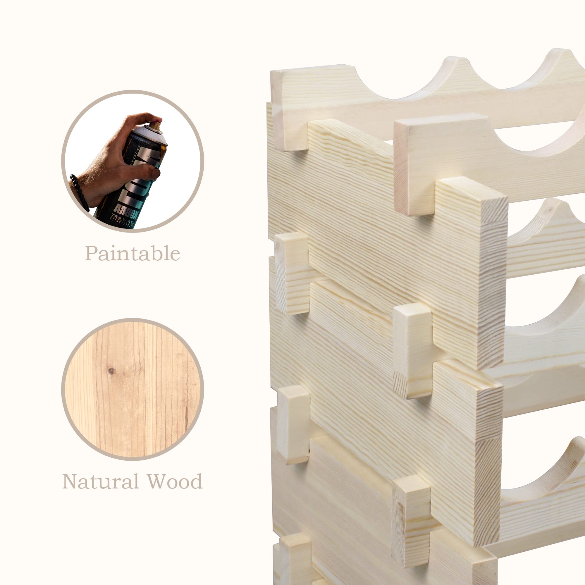 HomGarden 8-Tier Stackable Wine Rack - Modular Wooden Wine Storage Stand for 96 Bottles (8x12) - Natural Wood Free-Standing Display Shelf - Sturdy & Wobble-Free Design - Perfect for Home Bars, Restaurants, and Wine Cellars