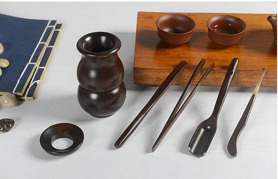 Premium Tea Brewing Accessories Set of 6 - Complete Chinese Tea Ceremony Kit (Gongfu Cha Tools) - Perfect for Loose Leaf Tea Preparation, Tea Tasting, and Home Tea Parties