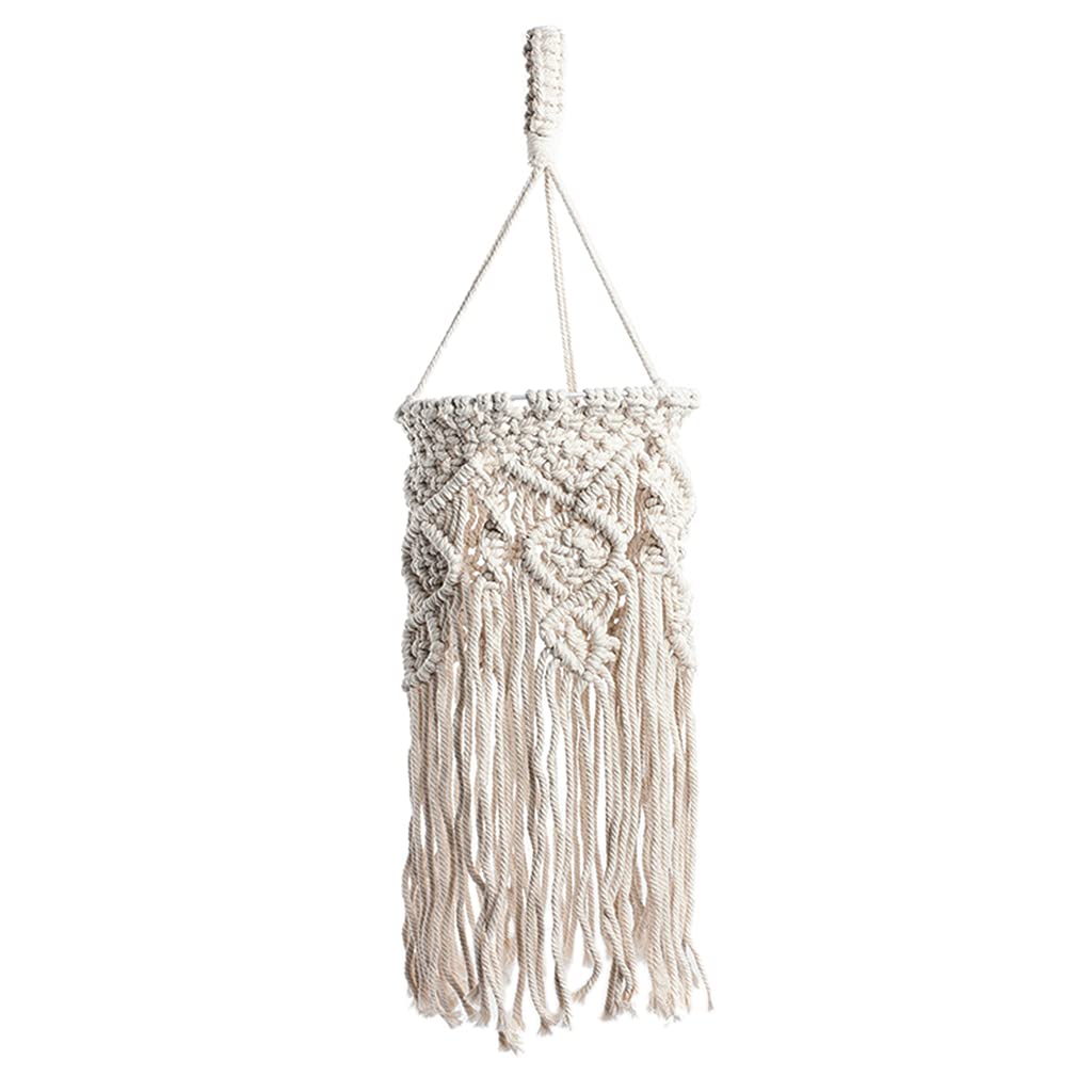 Boho Macrame Lantern Lamp Shade - Handmade Cotton Rope Pendant Light Cover for Nursery, Bedroom & Living Room Decor | Boho Chandelier & Hanging Home Decoration for Cozy Ambiance