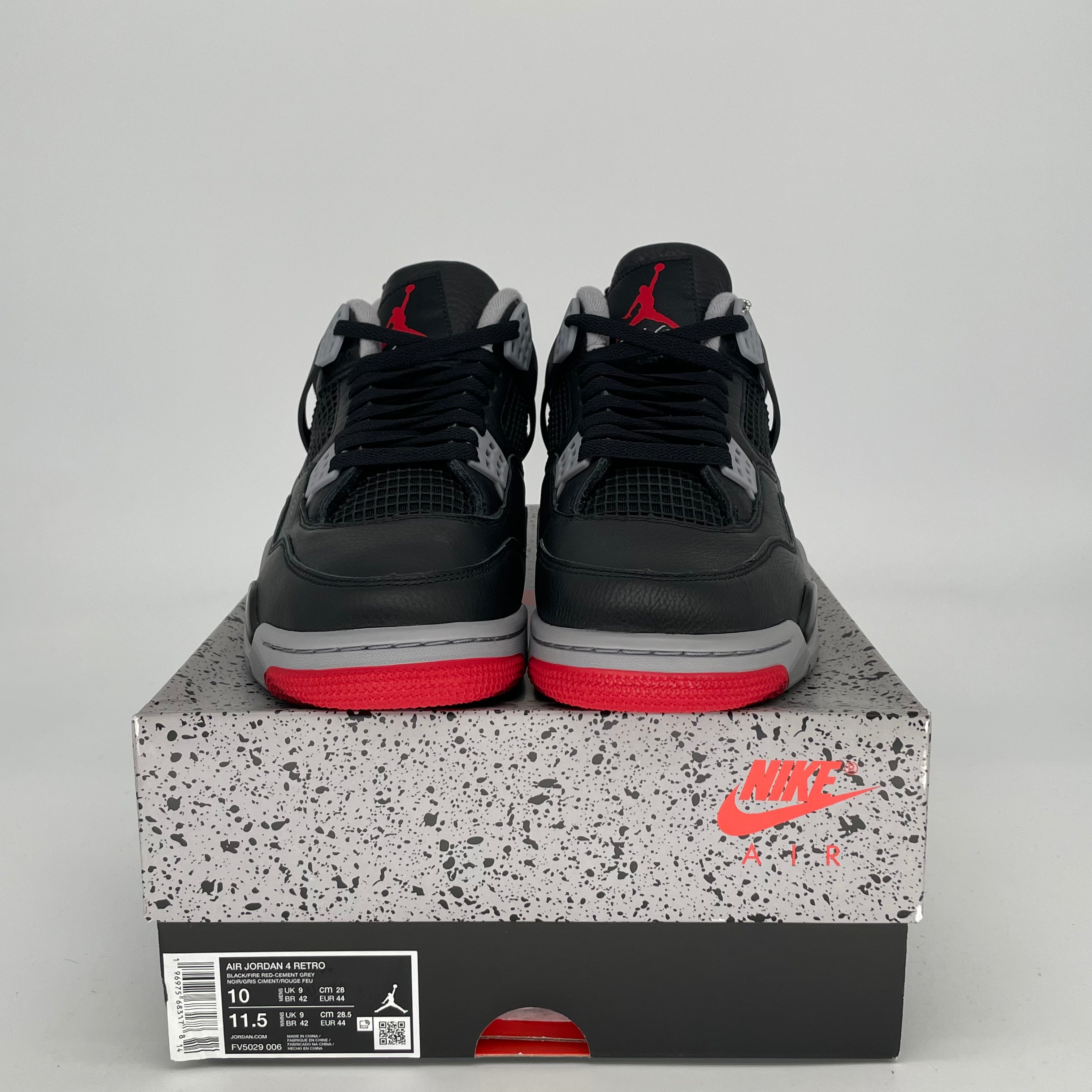 Original Air Jordan 4 Bred Reimagined Men's Basketball Shoes - Size 10 & 11.5 Women's (FV5029-006) - Retro Sneakers for Streetwear & Basketball Games