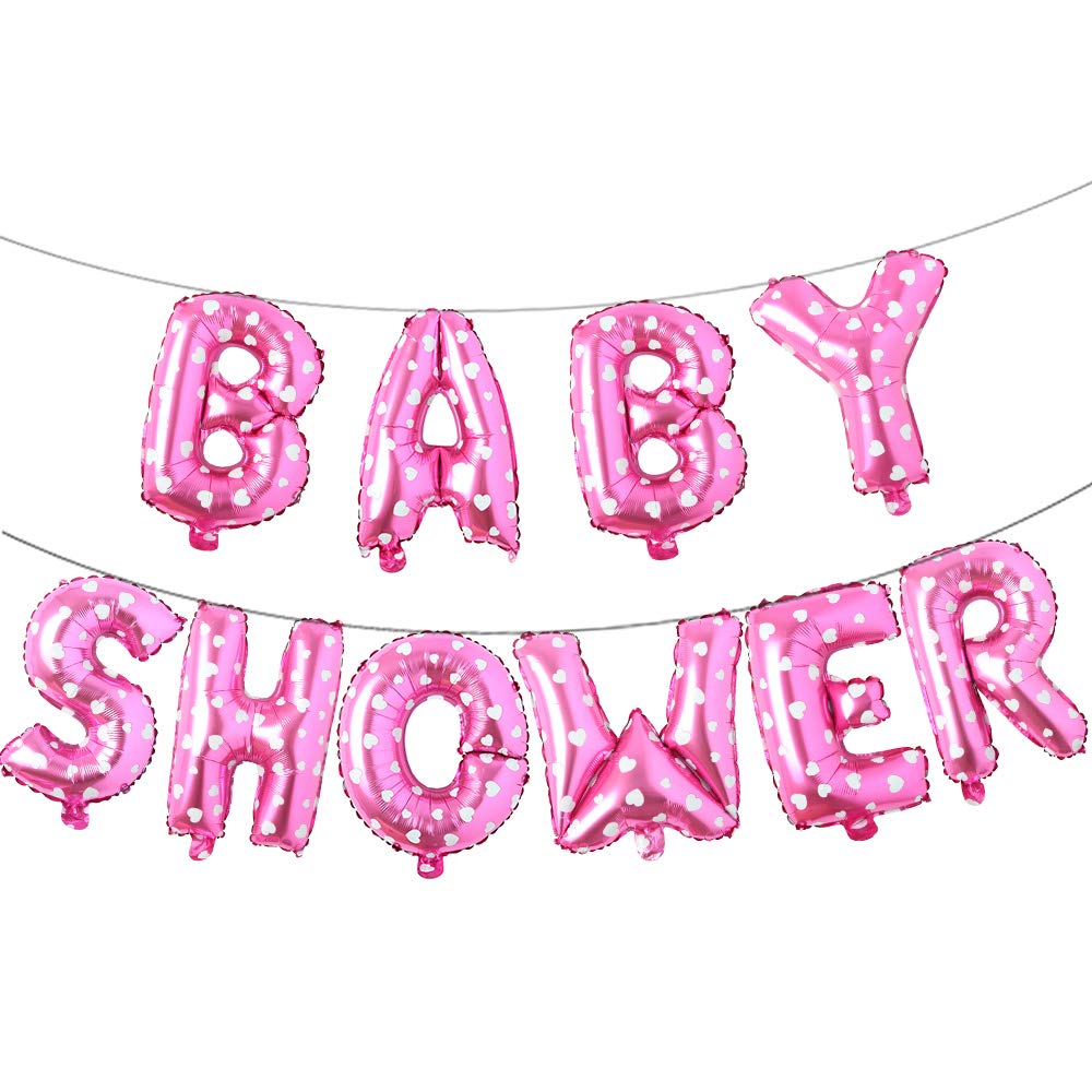 Happy Birthday Baby Shower 100 Days Balloons - Pink Heart Aluminum Foil Banner Balloons for Birthday Party Decorations | Perfect for Baby Showers, 1st Birthdays & Gender Reveal Parties