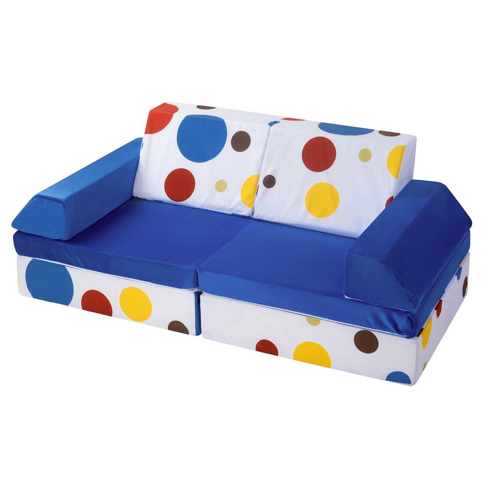 MAXYOYO 10-Piece Modular Convertible Kids Play Couch Sofa Set with Removable Soft Velvet Covers - Multi-Color for Playroom, Nursery & Family Room - Perfect for Toddlers' Playtime, Reading Nook & Sleepovers