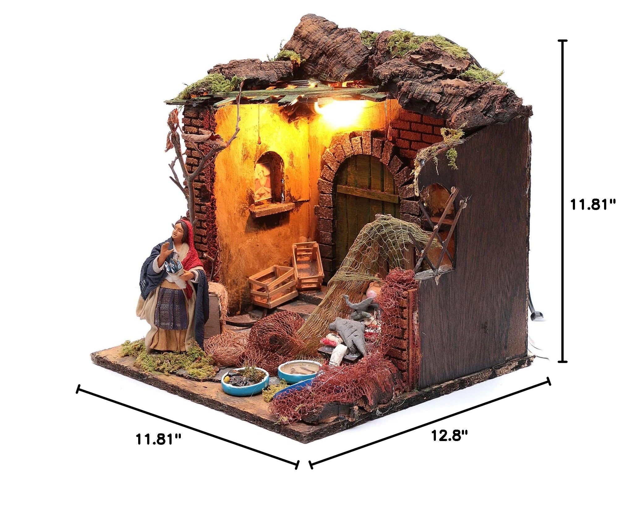 12cm Moving Woman Fishmonger Figurine for Neapolitan Nativity Scene - Perfect Christmas Decoration & Italian Nativity Display
