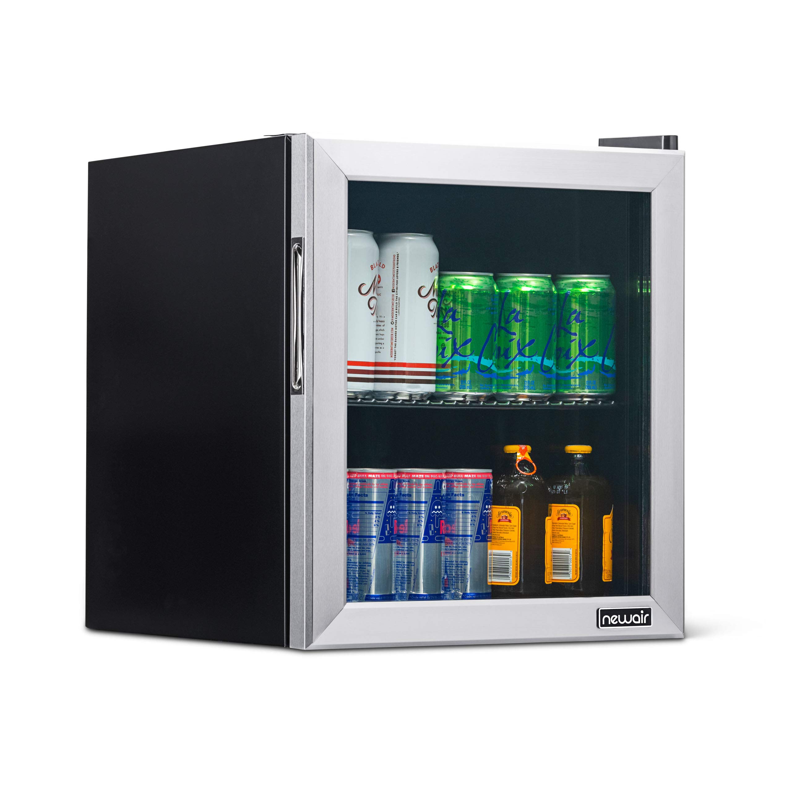 NewAir Mini Fridge Beverage Cooler - 60 Can Capacity Glass Door Refrigerator with 37°F Cooling for Beer, Wine, Soda & Energy Drinks | Perfect for Home Bar, Office, Dorm Room & Game Room
