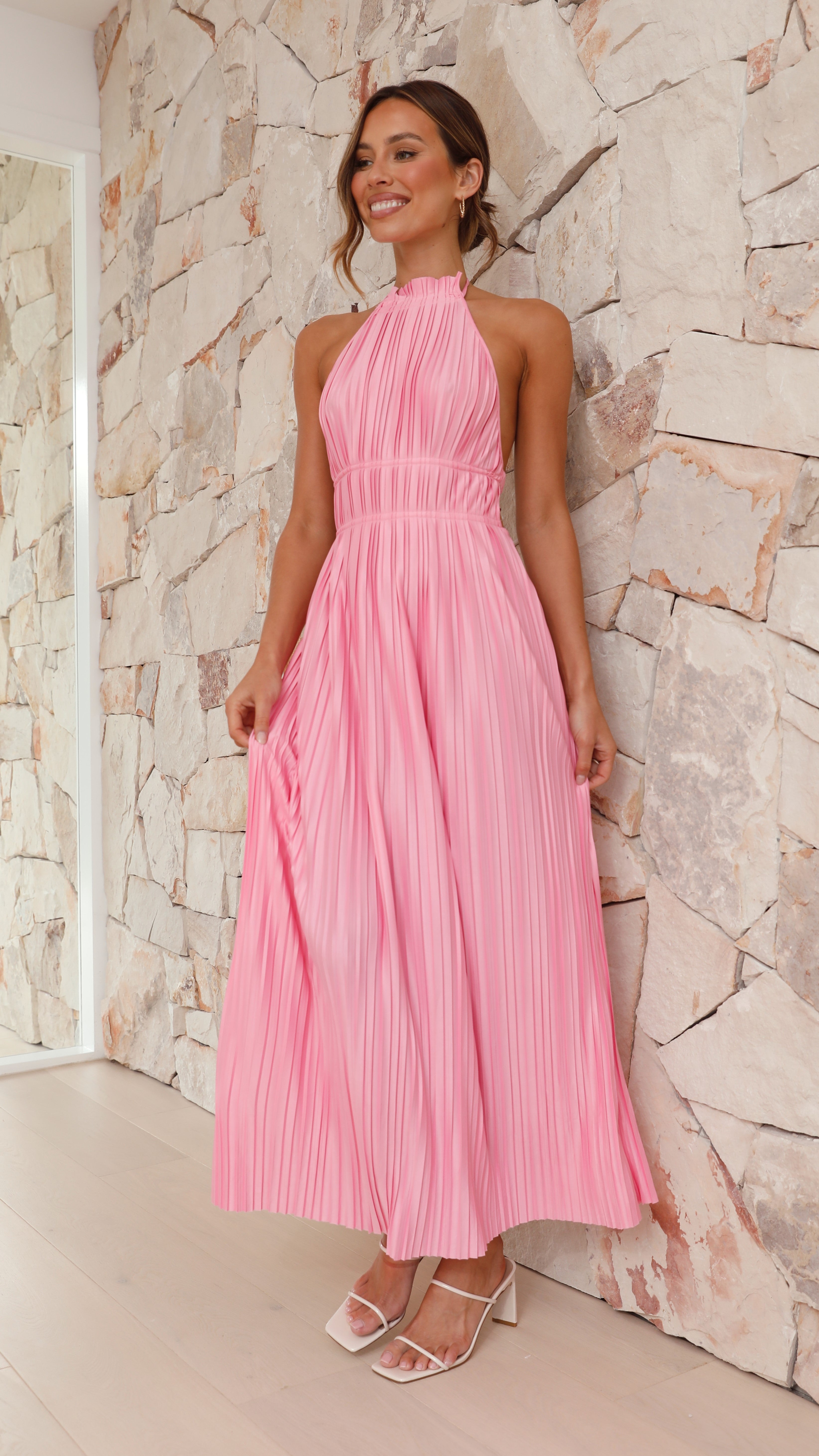 Frances Maxi Dress for Women - Flowy Pink Long Summer Dress - Perfect for Beach, Vacation & Casual Wear