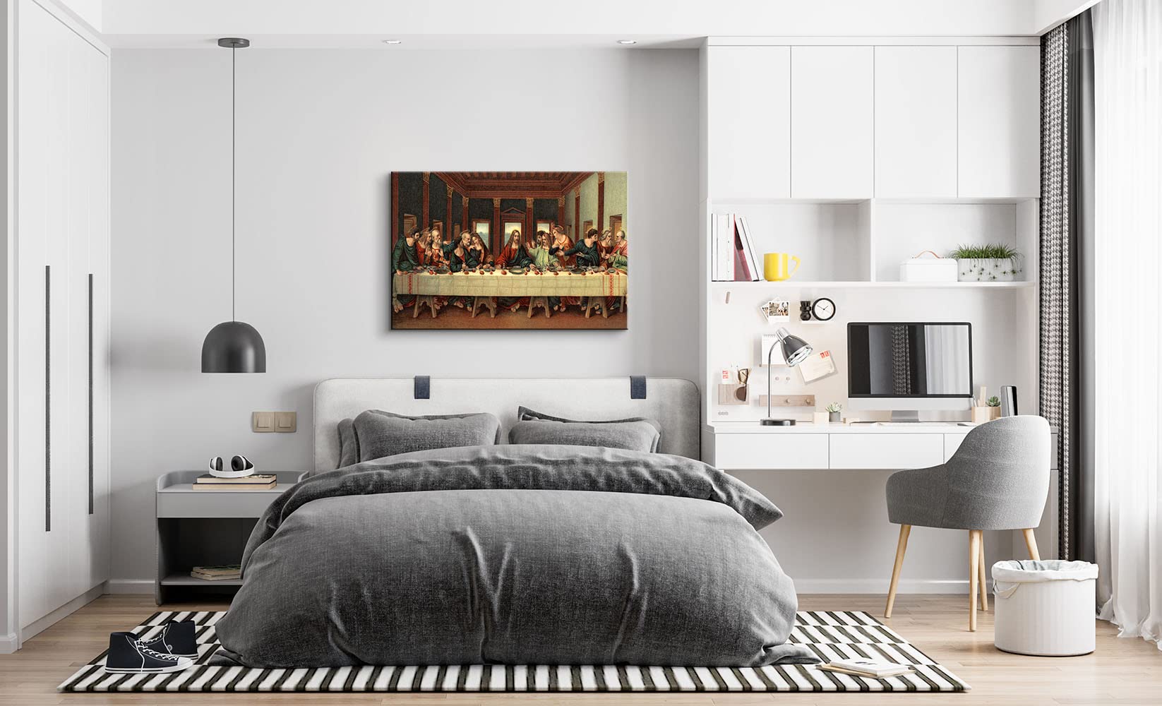 YOUHONG The Last Supper Jesus with Twelve Disciples Canvas Wall Art - Da Vinci Inspired Religious Painting for Home Decor (12''H x 18''W) - Perfect for Living Room, Bedroom & Church Decorations