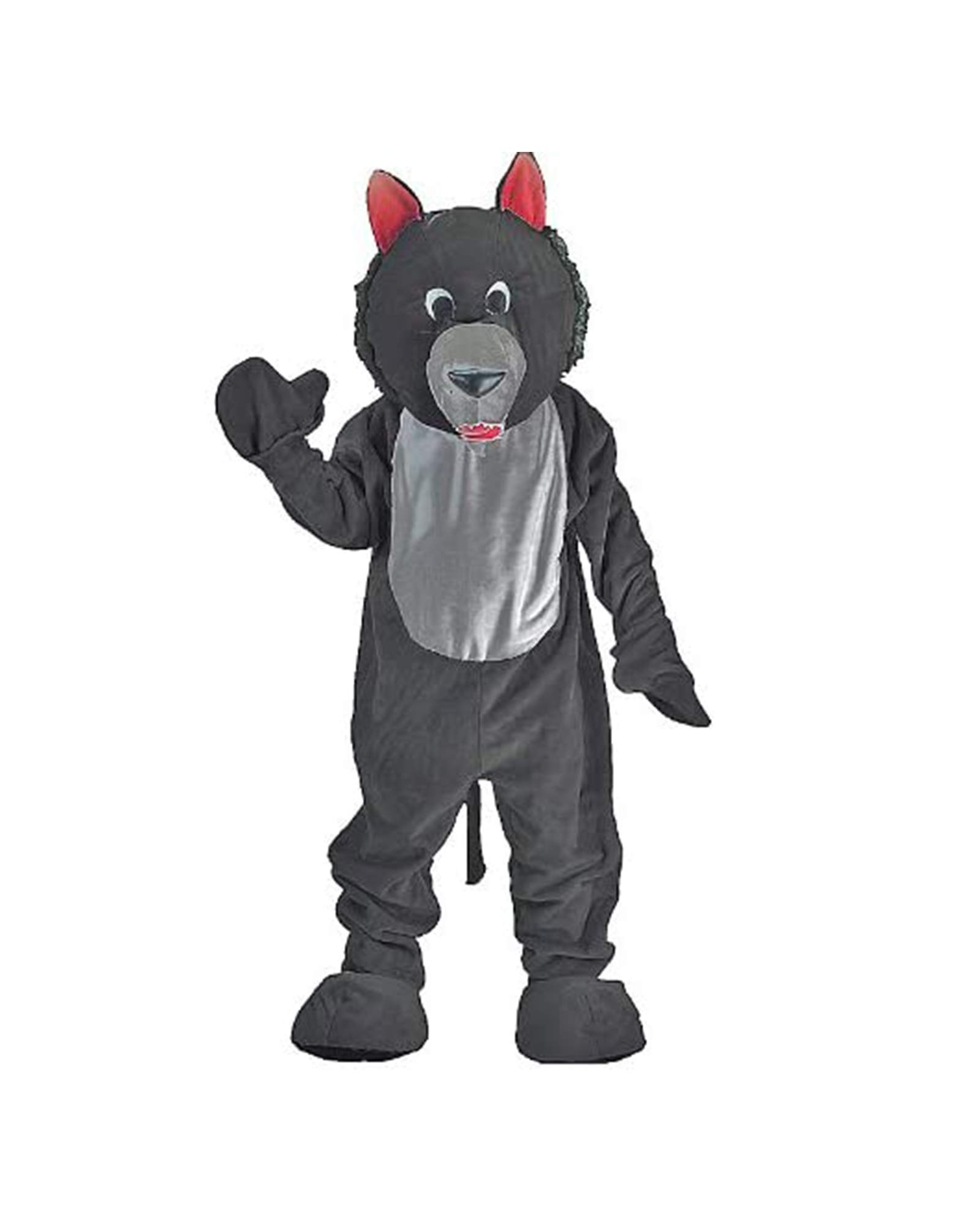 Big Bad Wolf Costume for Adults - Plush Dark Grey Wolf Mascot Outfit - Unisex Halloween, Cosplay & Party Costume - Dress Up America