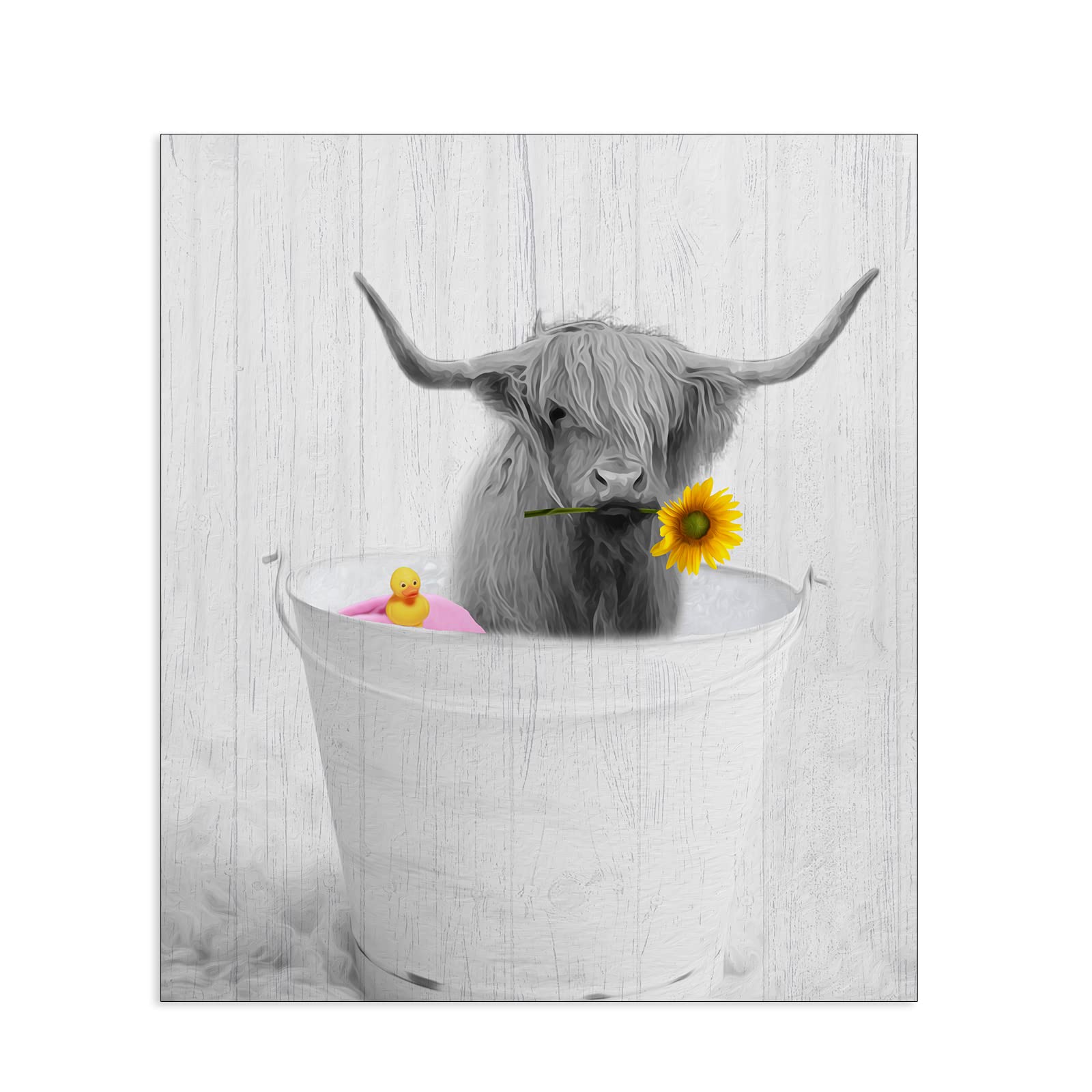 FOTRIC Highland Cow Bathroom Wall Art - Canvas Print for Living Room & Bedroom Decor