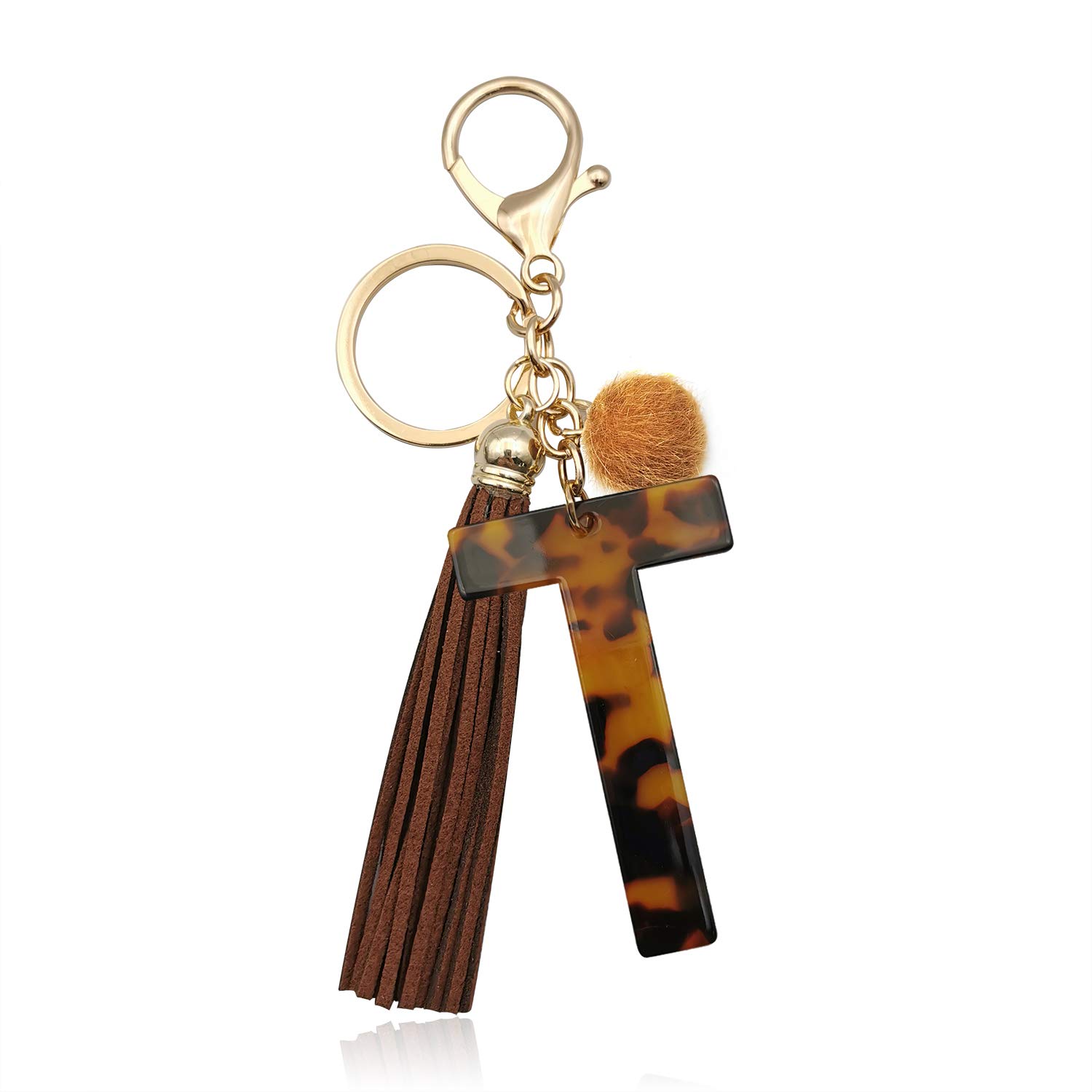 Leopard Print Alphabet Initial Letter Keychain with Tassel Pendant - Personalized Key Ring for Women & Girls - Perfect for Purse, Handbag, Backpack & Gift Giving