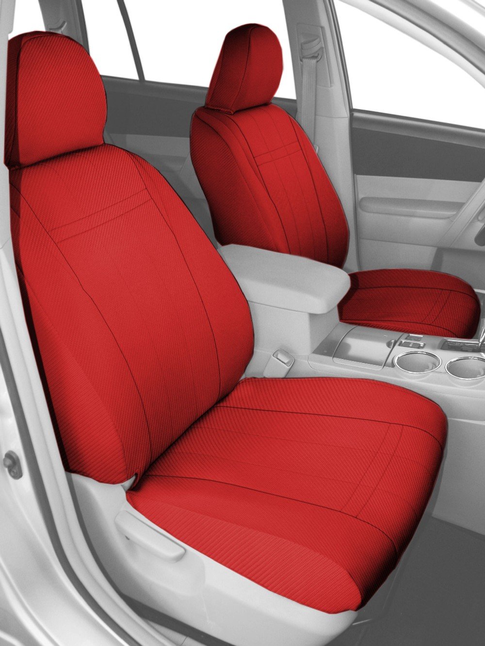 Premium Carbon Fiber Seat Covers for 2018-2022 Chevrolet Equinox & GMC Terrain - Red Insert & Trim | Front Bucket Seats Protection | Durable & Stylish Car Interior Upgrade for Daily Commute & Road Trips