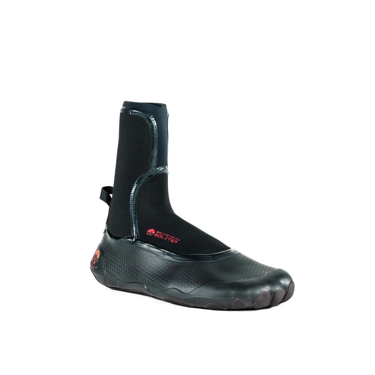 SOLITE Custom 2.0 8mm Neoprene Booties - Black/Red Scuba Diving Boots with 1mm Heat Booster Socks for Cold Water Diving & Water Sports