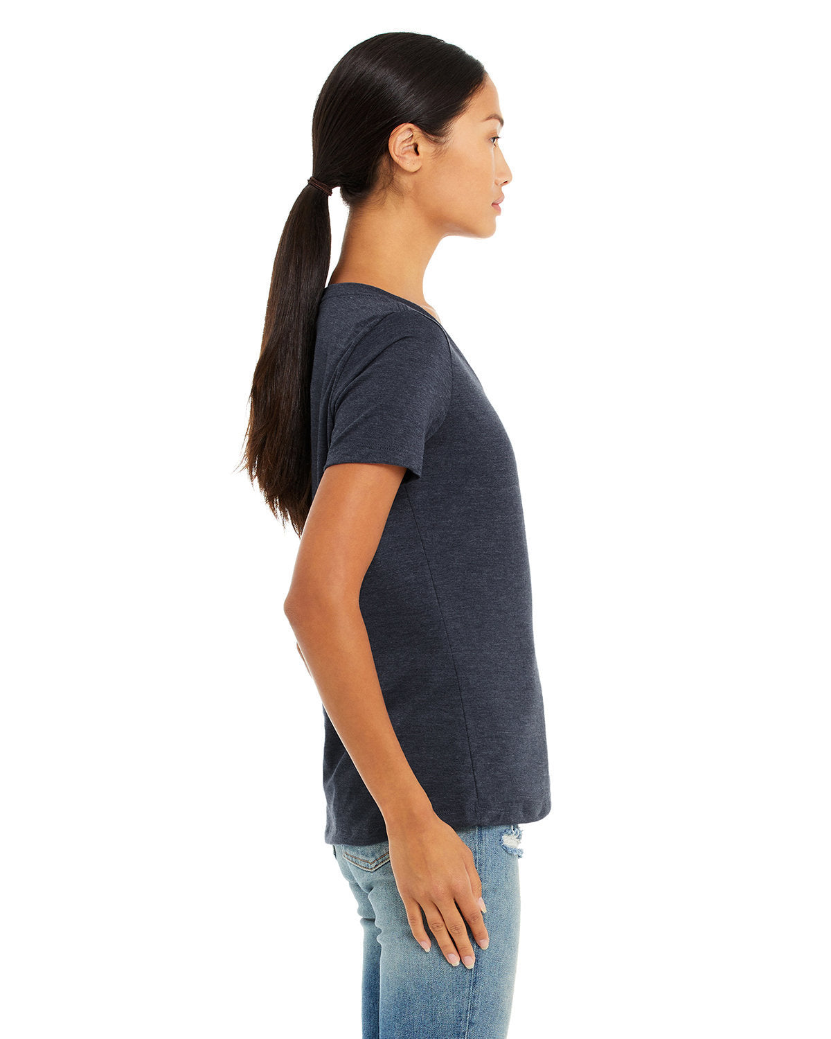 Bella + Canvas 6405CVC Women's Relaxed Fit Heather CVC Jersey V-Neck T-Shirt - Soft Casual Tee for Everyday Wear, Gym, and Layering