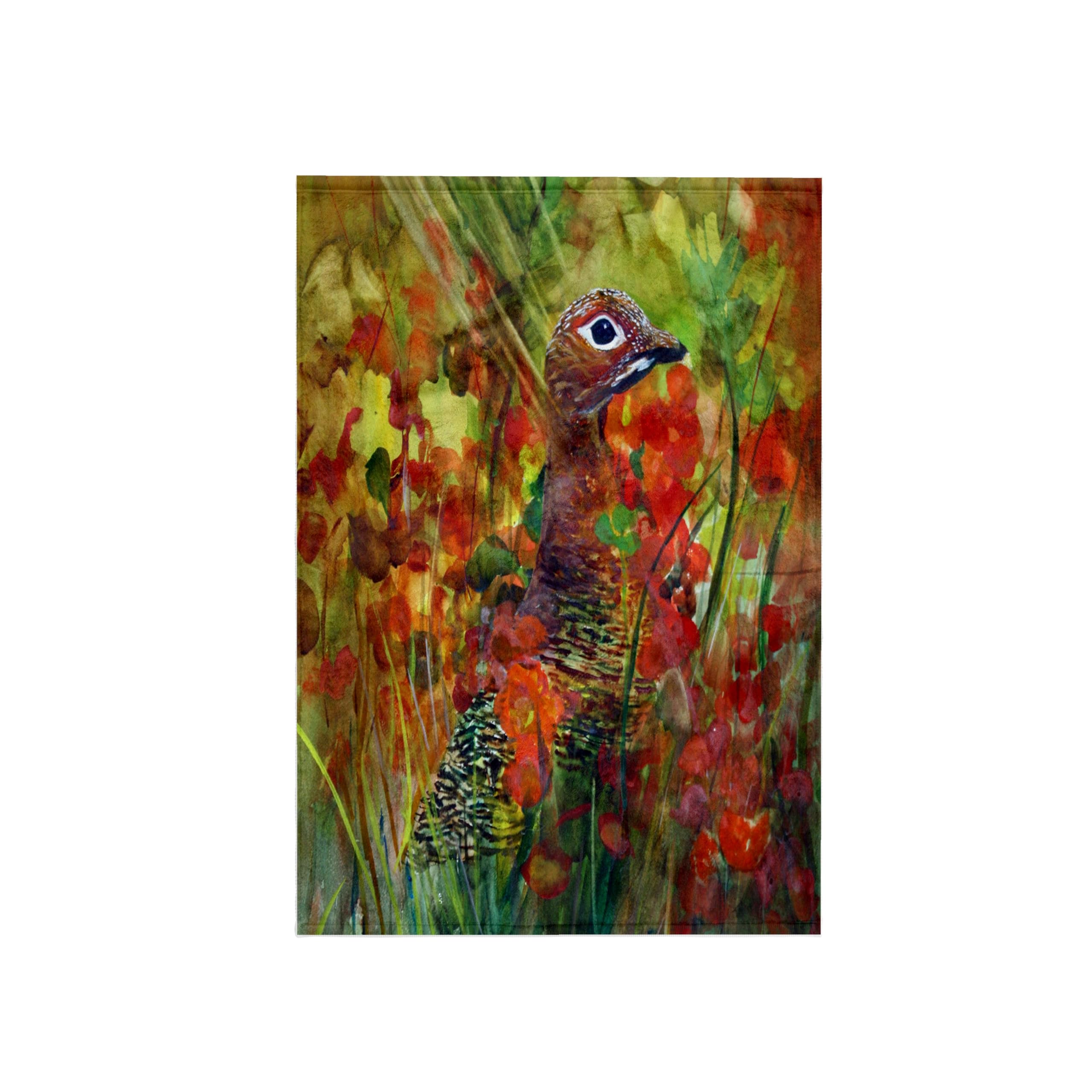 3D Rose Watercolor Grouse Hiding in Grass - 15