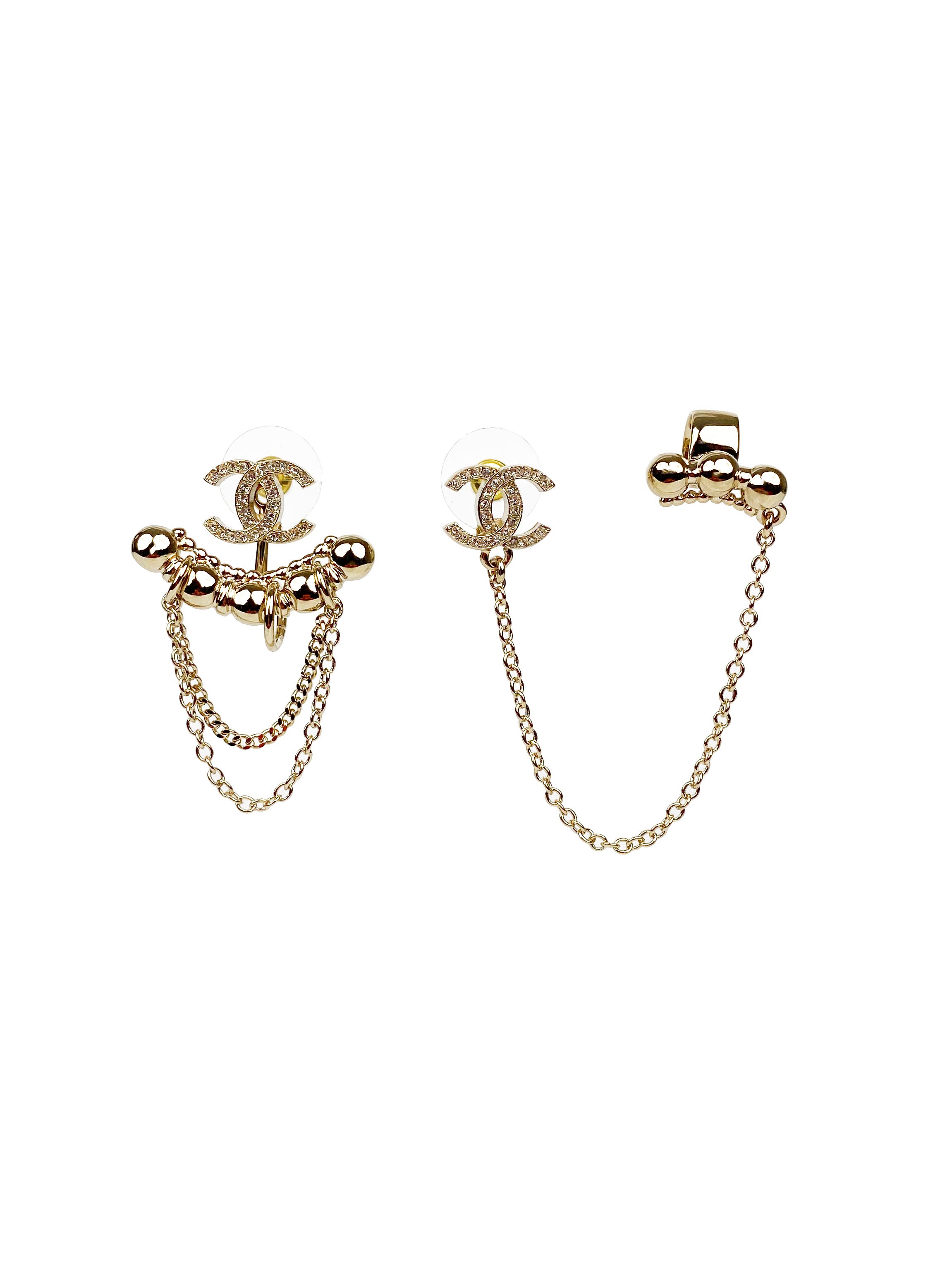 Chanel CC Logo Diamond Cuff Earrings - Luxury Fashion Jewelry for Women, Perfect for Parties, Weddings & Special Occasions