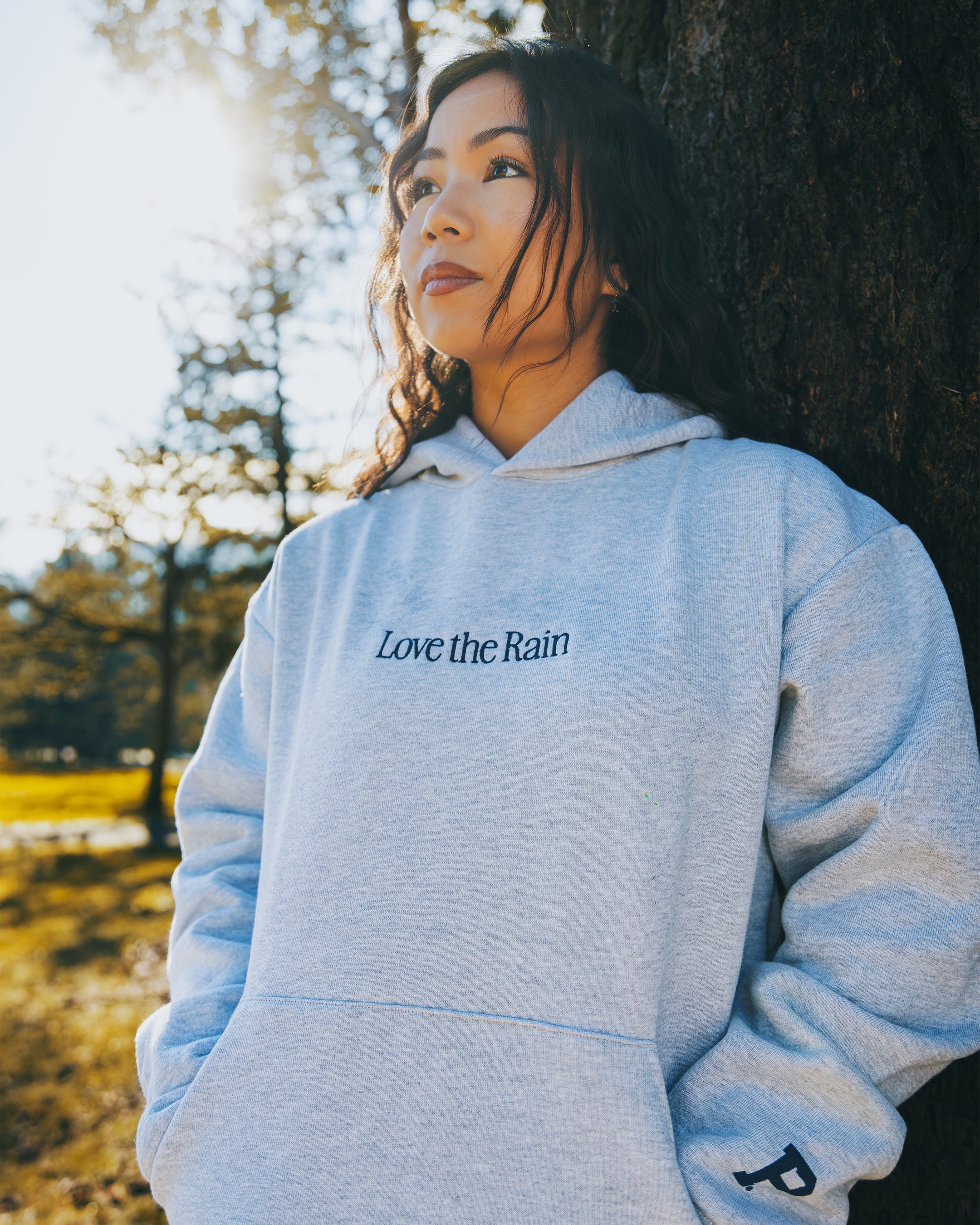 Waterproof Sueded Love the Rain Hoodie for Women & Men - Grey | Lightweight Rain Jacket for Outdoor Hiking, Camping & Daily Wear