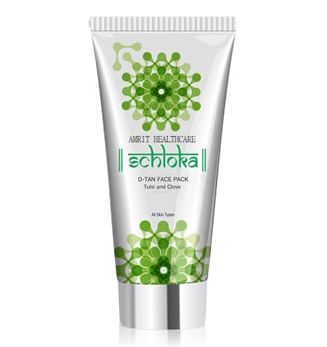 Schlooka D Tan Face Pack with Tulsi & Clove (60ml) - Natural Skin Brightening & Tan Removal Cream for Glowing Complexion - Perfect for Summer Skin Care & Post-Vacation Skin Repair