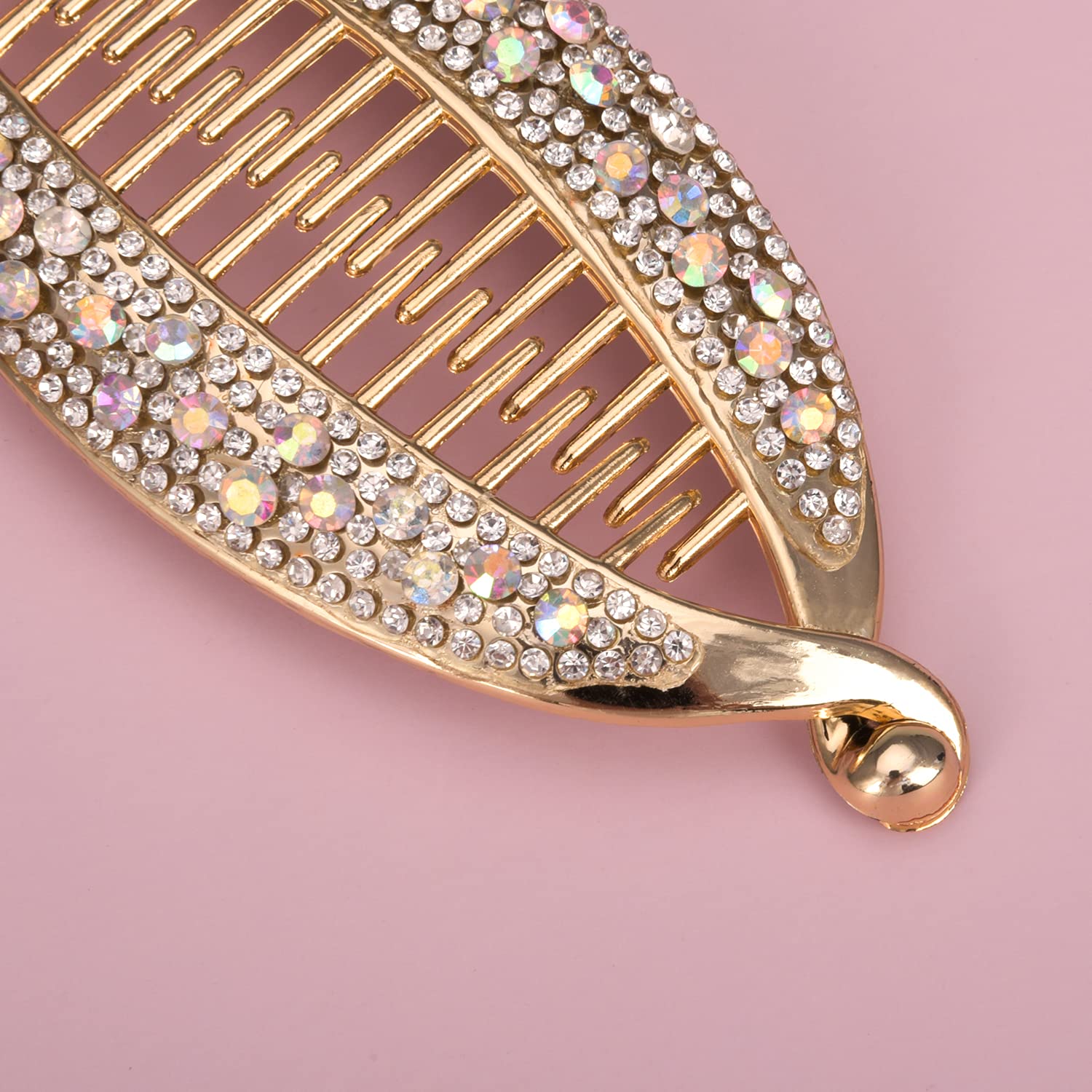Euvoym 2-Pack Rhinestone Banana Fish Hair Clips - Fashion Hair Combs for Long Hair, Ponytail Holders, Barrettes for Women & Girls - Perfect for Parties, Weddings & Daily Styling