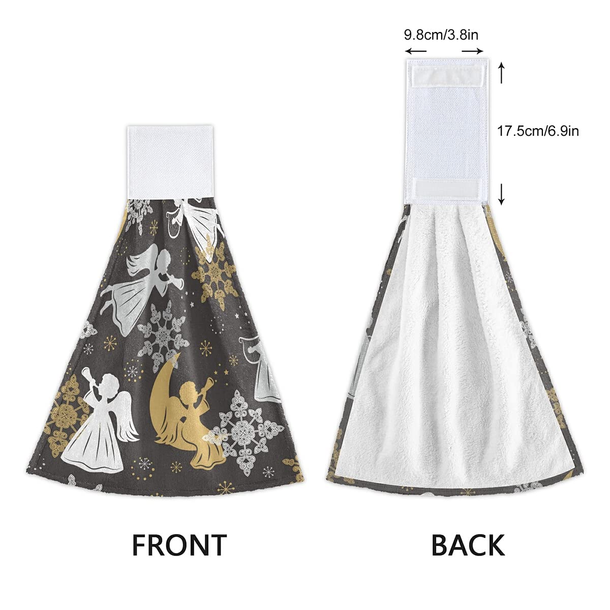2 Pack Christmas Angel Hand Towels - Soft Coral Velvet Snowflake Design, Super Absorbent Kitchen & Bathroom Towels for Drying Hands, Dishes - Perfect Holiday Home Decor & Gift Idea