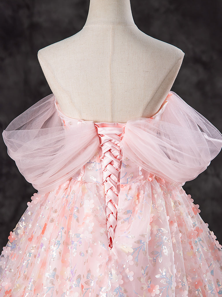 Elegant Pink Off-Shoulder Tulle Prom Dress - A-Line Short Homecoming Party Gown for Teens & Juniors | Perfect for Prom Night, Homecoming Dance, Sweet 16, Quinceañera & Special Occasions