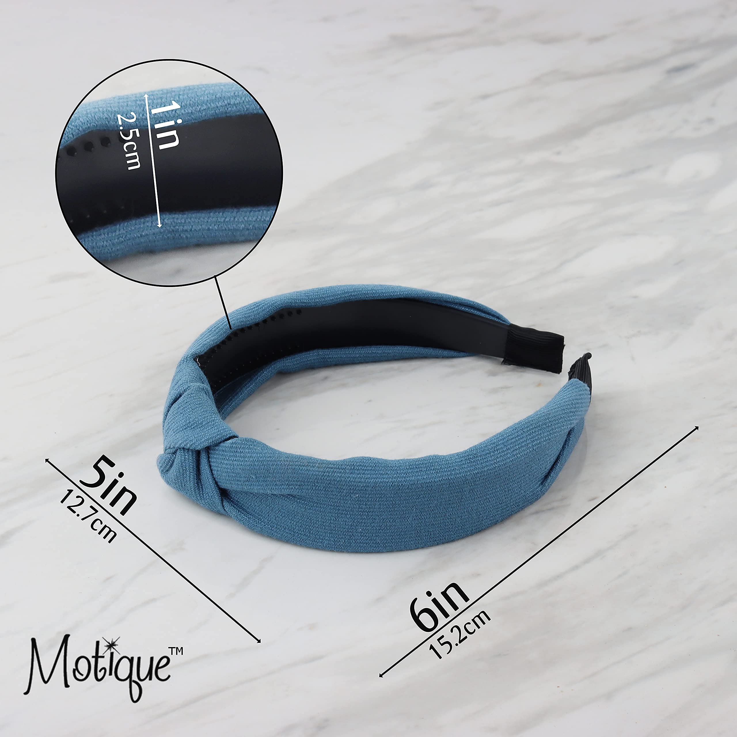 Soft Textured Cotton Knot Headband - Wide Turban Headwrap for Women (Chambray Blue) | Stretchy Comfortable Hair Accessory for Yoga, Workouts & Everyday Wear