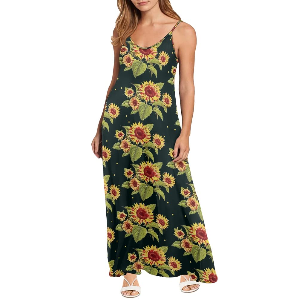 Floral Maxi Sundress for Women - Casual Summer Boho Beach Dress, Plus Size Sleeveless Loose Fit - Perfect for Vacations, Outdoor Parties & Tropical Getaways