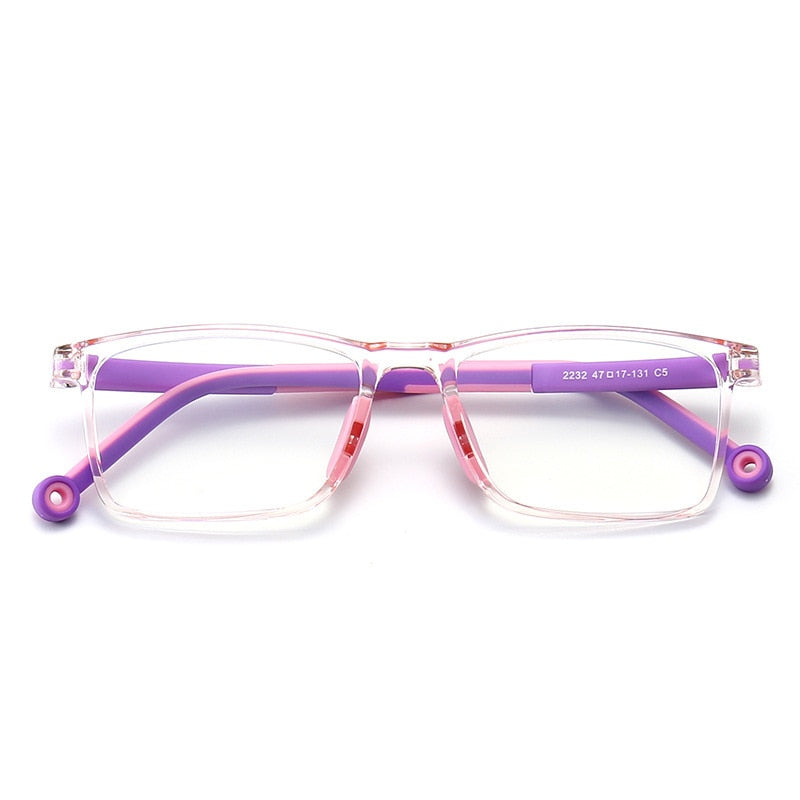 CCspace Unisex Youth Full Rim Square Silicone Eyeglasses 54673 - Trendy Lightweight Glasses for Kids & Teens - Perfect for School, Reading & Daily Wear
