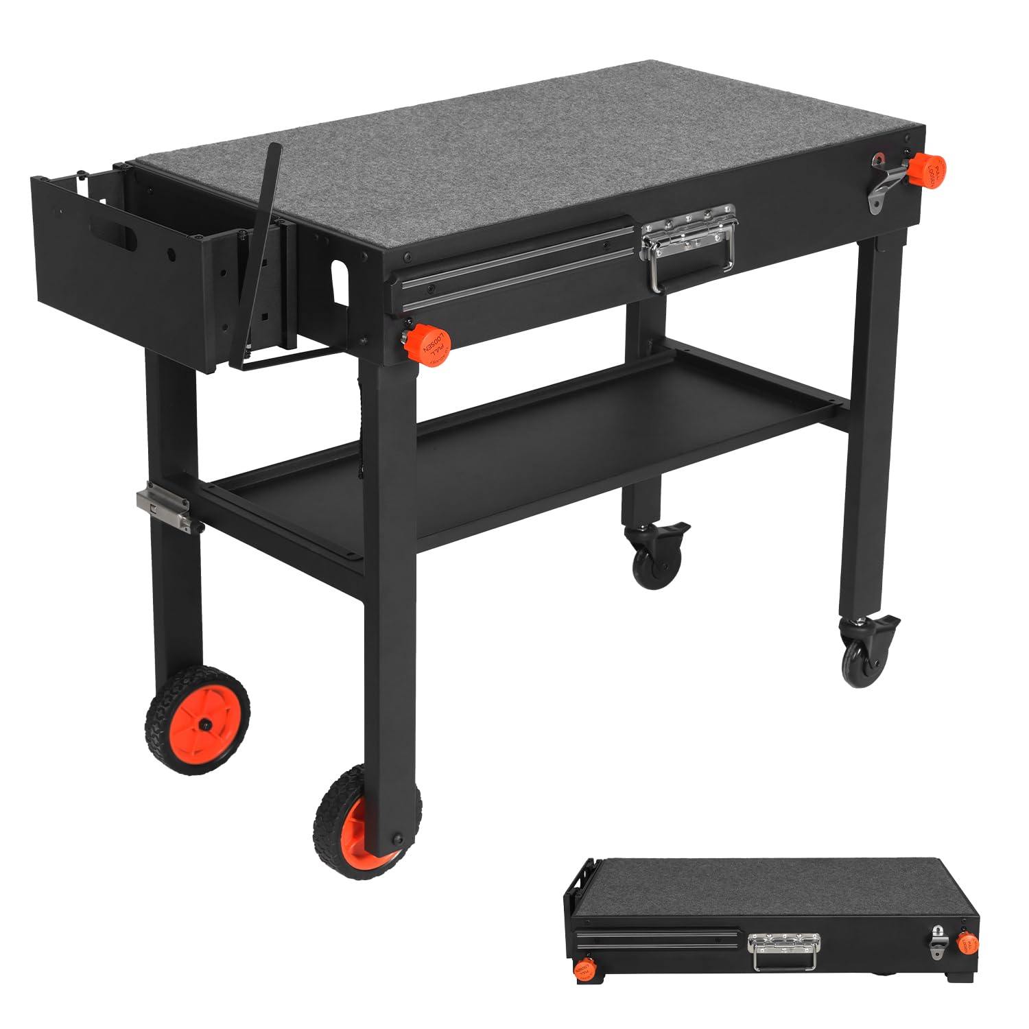 Portable Outdoor Grill Table Stand - Folding Prep Station for 17
