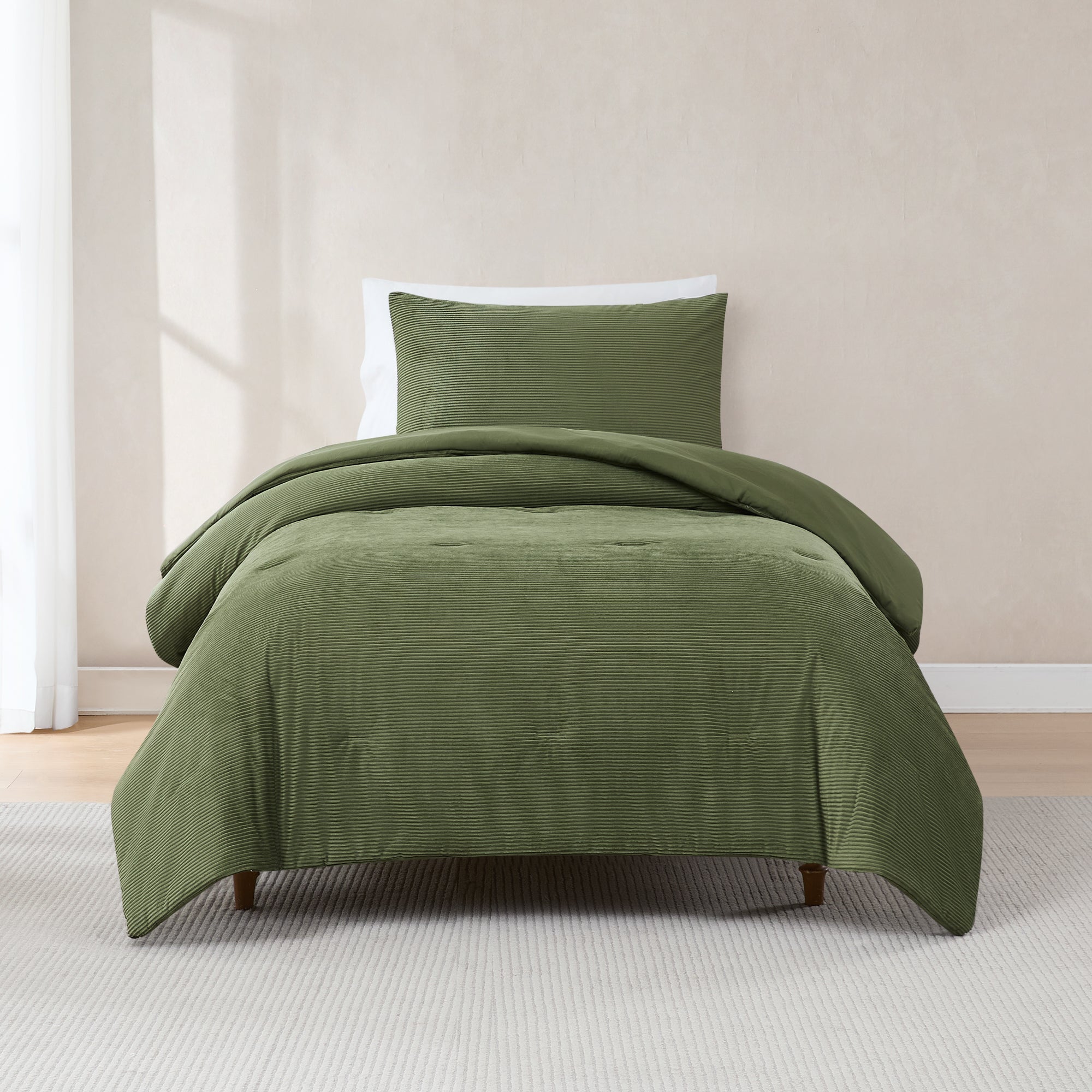 Arden Ribbed Corduroy Comforter Set - Soft & Durable Bedding Collection for Cozy Bedroom Decor | Perfect for Winter Nights & Home Styling