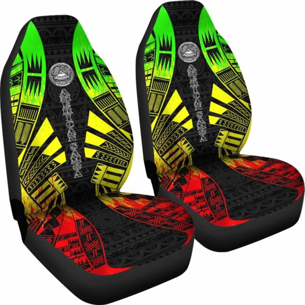 Premium American Samoa Car Seat Covers with Polynesian Tattoo & Reggae Design - Durable & Stylish Protection for Cars, Trucks & SUVs - Perfect for Travel, Commuting & Island-Themed Vehicle Decor