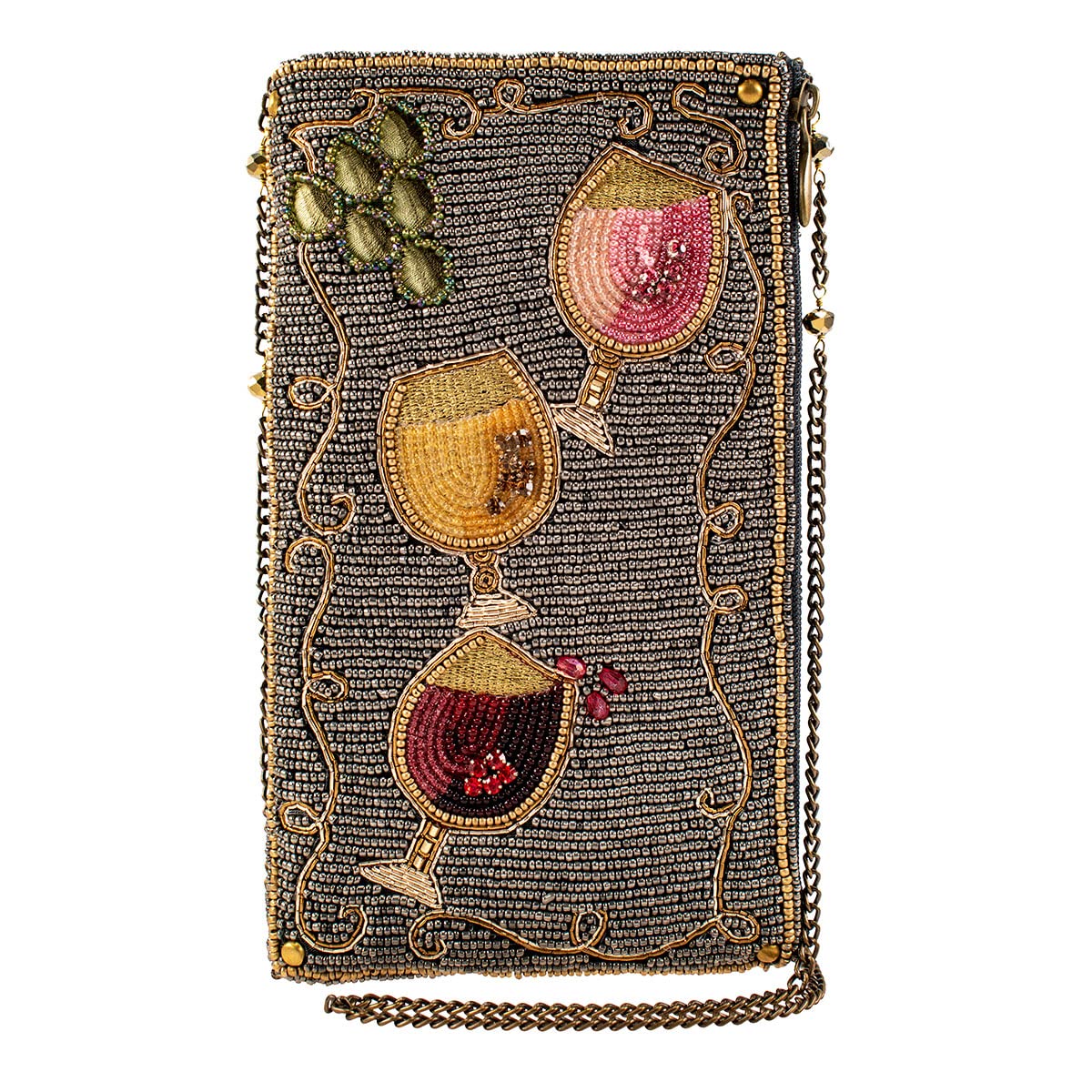 Mary Frances Beaded Crossbody Phone Bag for Women - Elegant Wine Pairing Design, Multi-Color - Perfect for Parties, Weddings & Date Nights