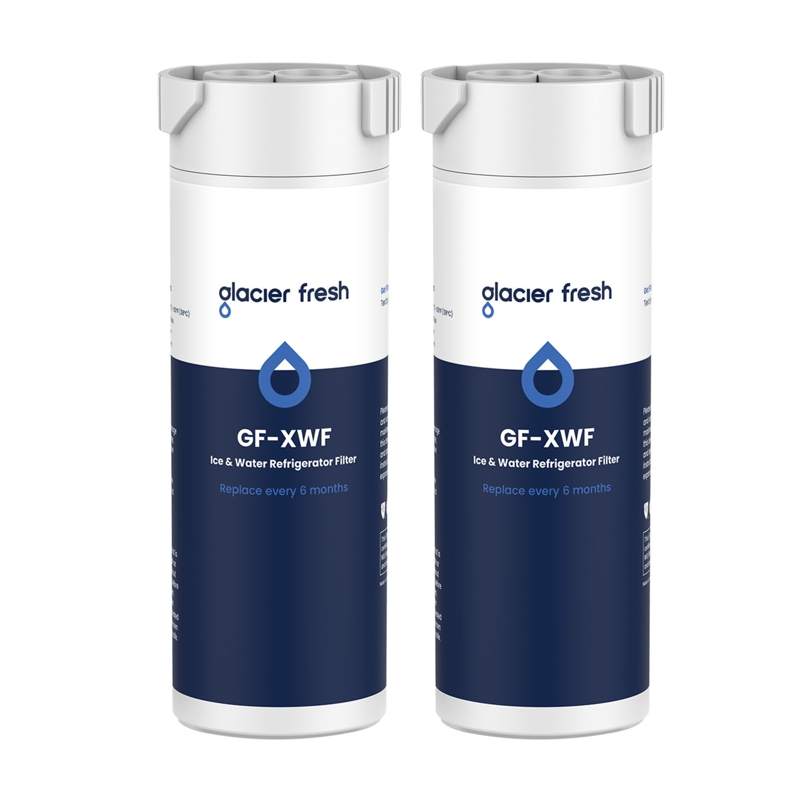 GLACIER FRESH XWF Refrigerator Water Filter Replacement for GE - Pack of 2 (Not XWFE) | Clean & Safe Drinking Water for Home & Office