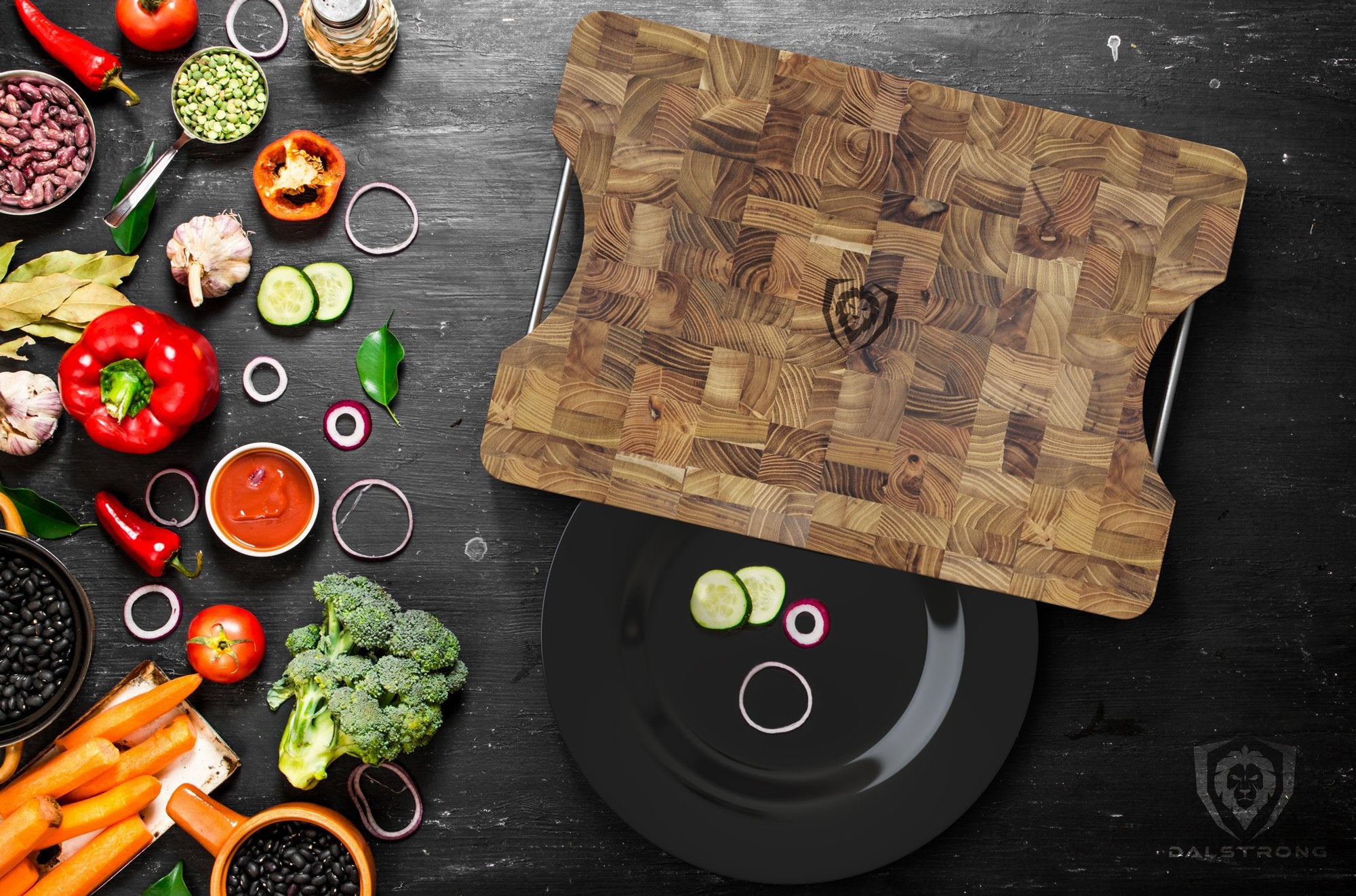 Premium Teak Wood Cutting Board by Lionswood & Dalstrong – Durable, Natural, and Knife-Friendly for Kitchen, Charcuterie, and Serving