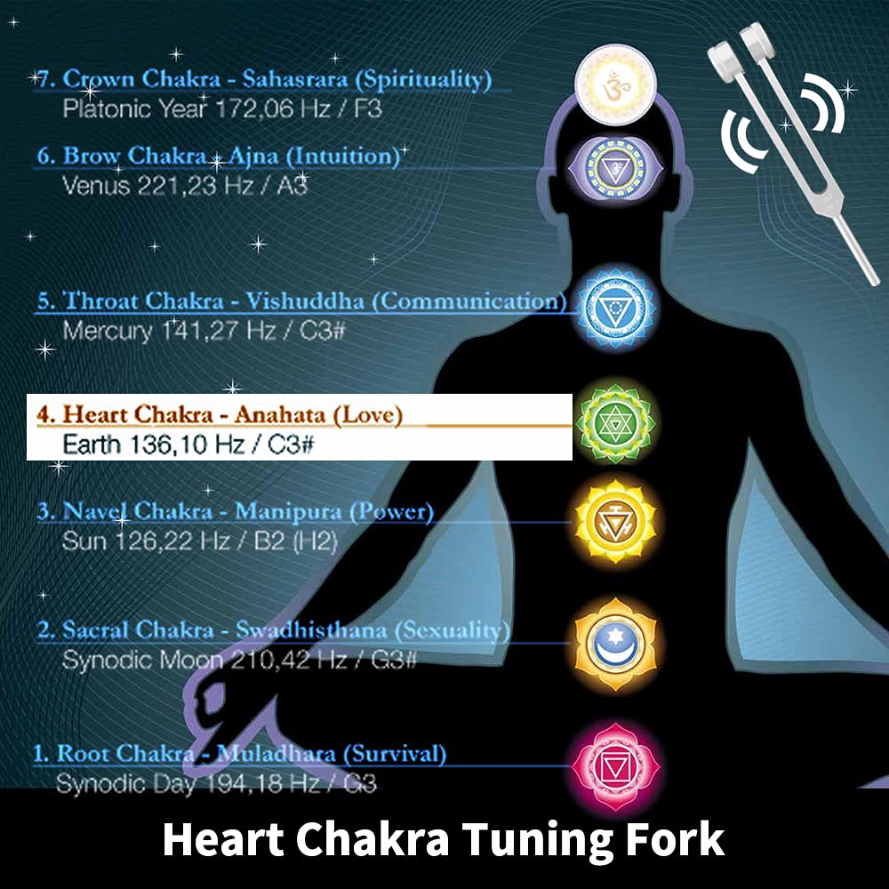 136.1Hz Weighted Angel Tuning Fork for Chakra Healing & Sound Therapy | Medical Grade Sonic Slider | Perfect for Yoga, Meditation & Energy Balancing