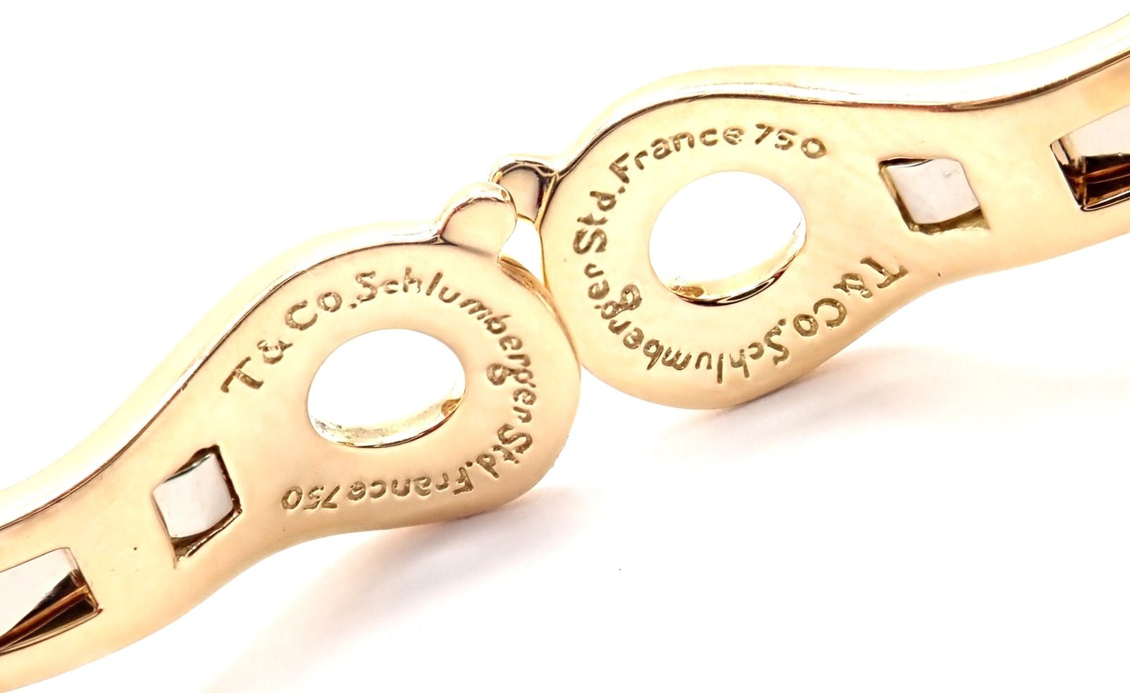 Tiffany & Co Schlumberger Dot Losange 18k Yellow Gold White Enamel Hoop Earrings | Luxury Designer Jewelry for Women | Perfect for Parties, Weddings & Special Occasions