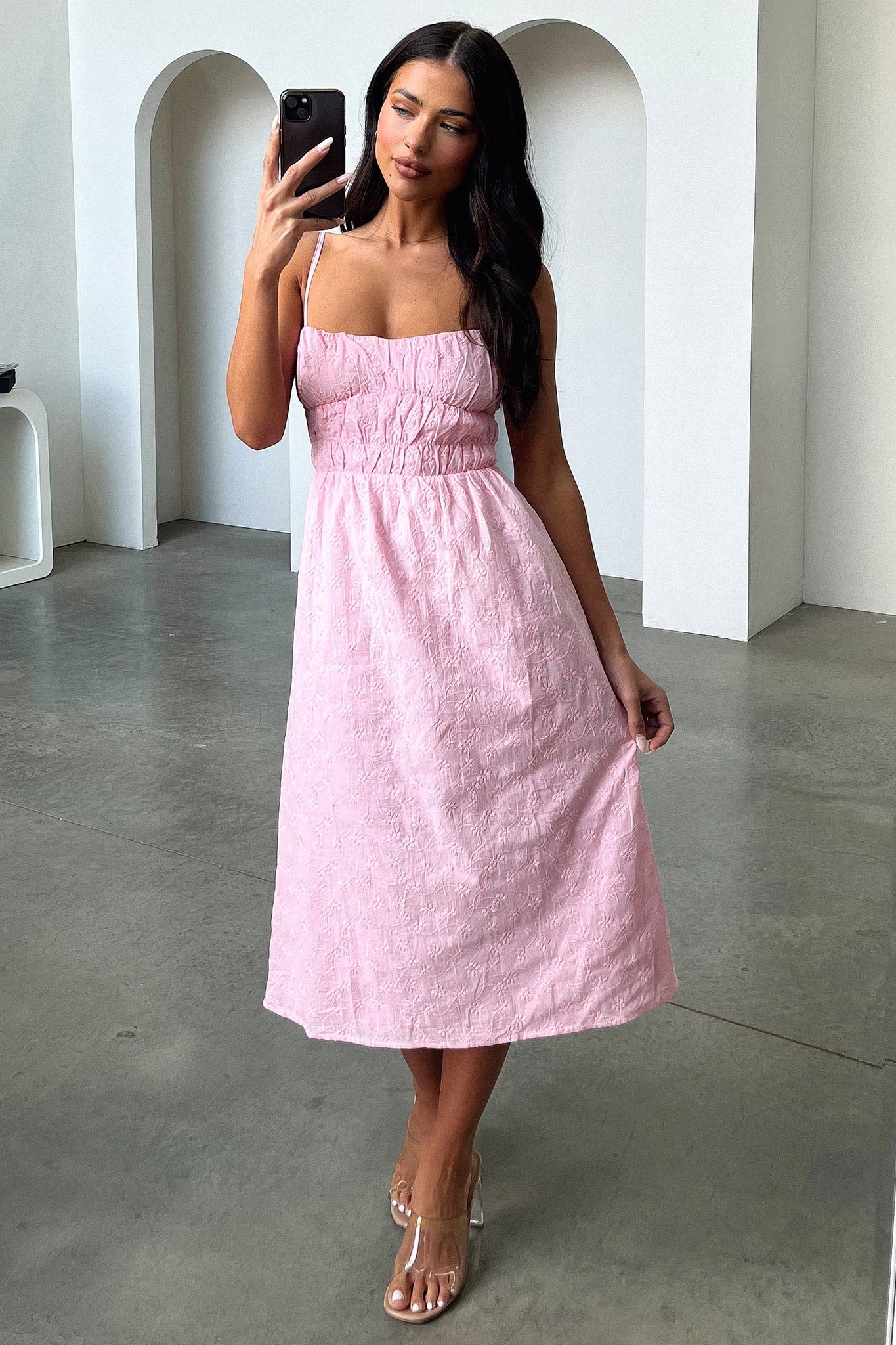 Mik Midi Dress for Women - Flowy Pink Summer Dress for Casual Wear, Date Night & Beach Vacation | Elegant A-Line Skirt with Floral Print