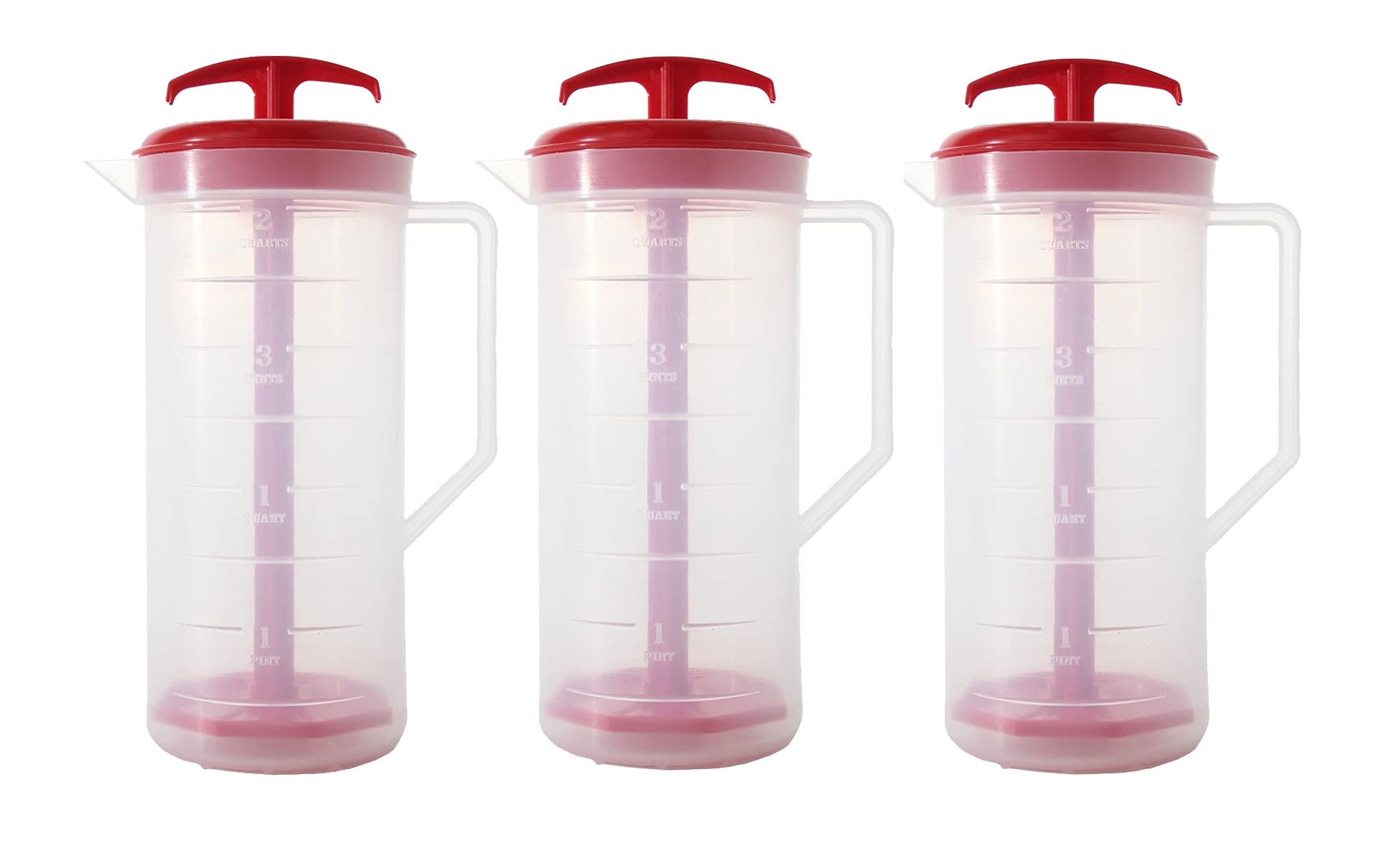 The Original McSir Mixing Pitcher - Red, Set of 3 | Premium Cocktail & Smoothie Mixing Pitcher for Bartenders, Home Bars & Kitchen Use