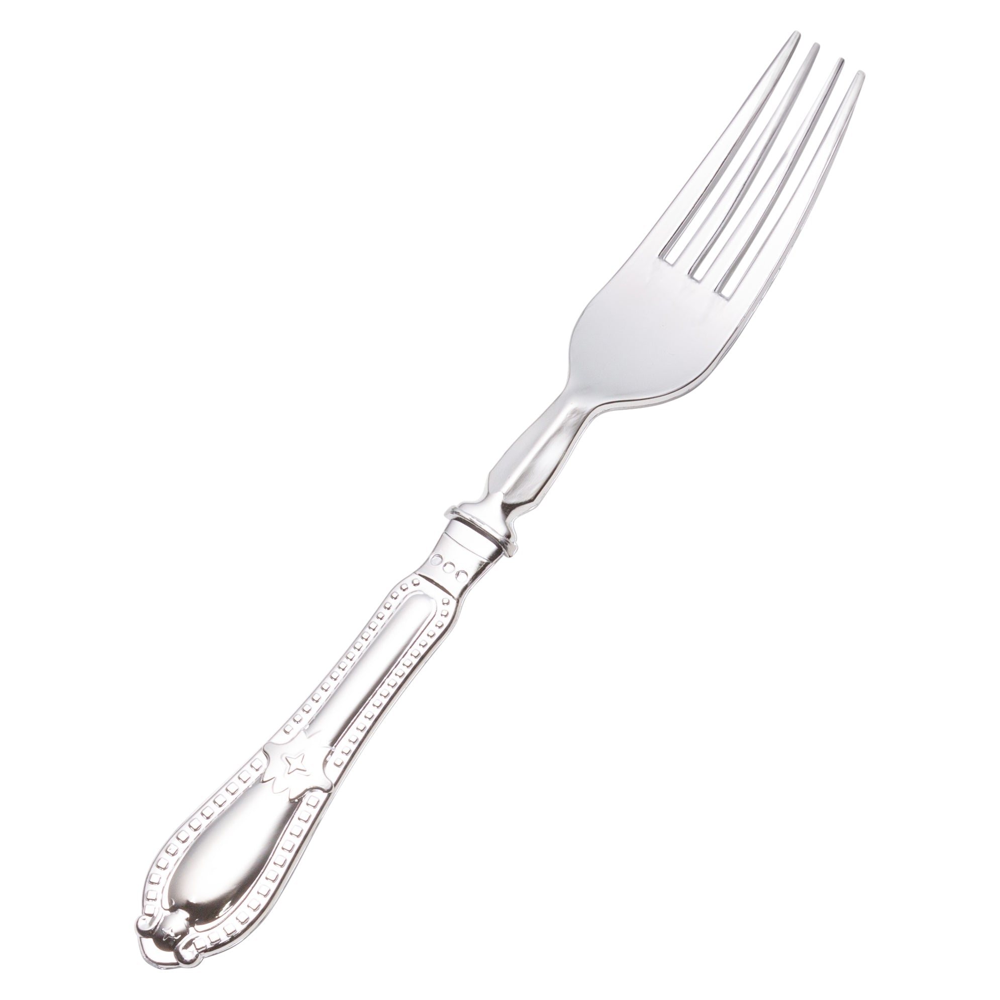 Disposable Shiny Metallic Silver Flatware Set - Elegant Baroque Style Cutlery for Parties, Weddings & Special Events
