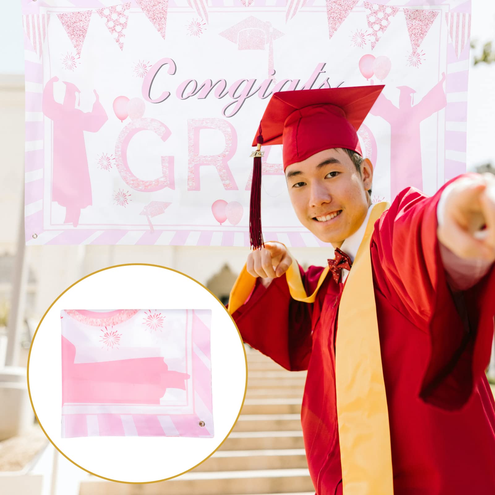 FOMIYES 2022 Graduation Banner - Outdoor Graduation Backdrop Decorations for Front Door, Office & Party - Polyester Graduation Background Cloth for Congratulation Signs & Photo Booths - Perfect for Graduation Season Celebrations