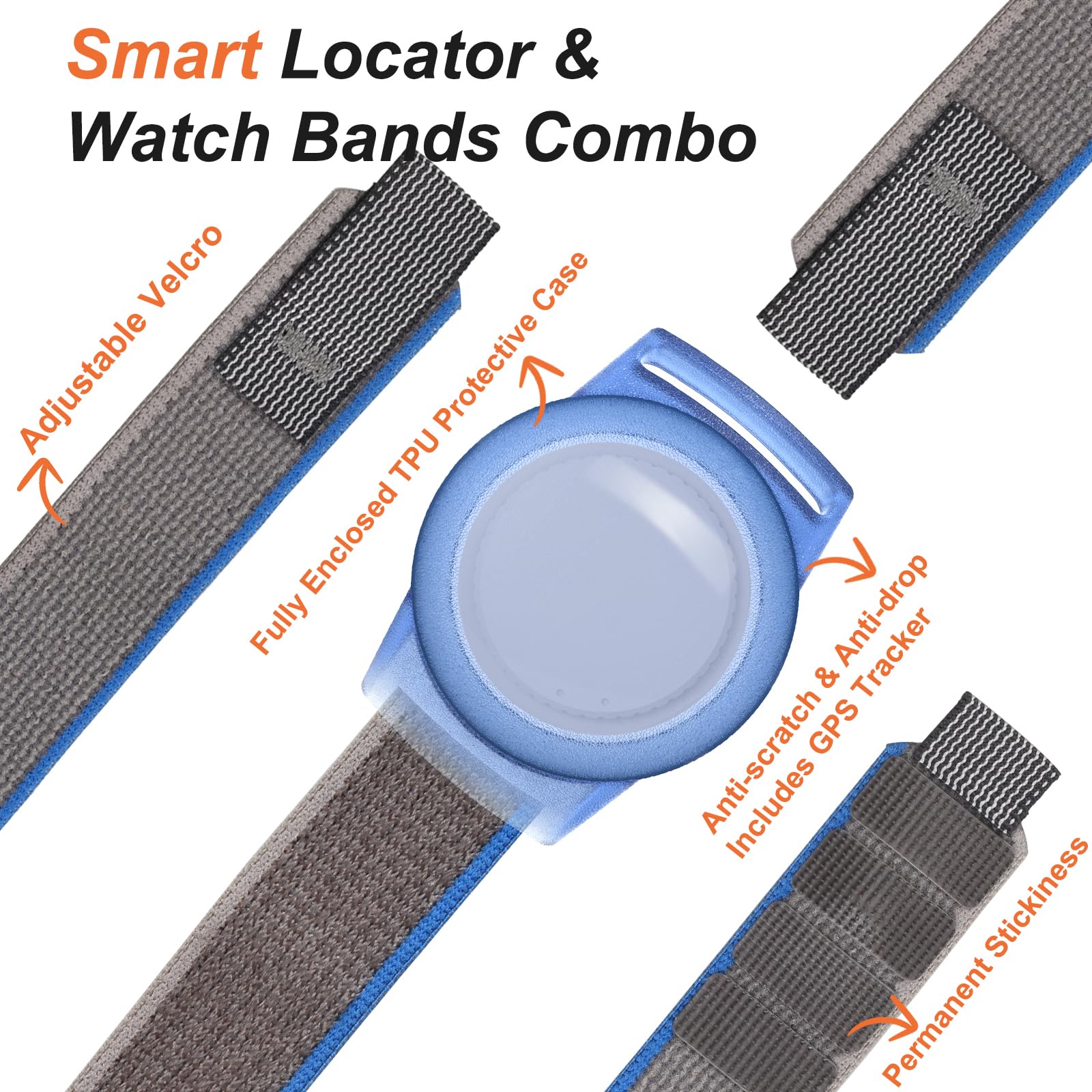 Mini GPS Tracker for Kids, Teens, Elderly & Special Needs - Real-Time Location Tracker with Watch Band | No Monthly Fee | Apple Find My Compatible (iOS) | Waterproof Hidden Tracking Device (Blue) | Perfect for Child Safety, Dementia Patients & Outdoor Adventures