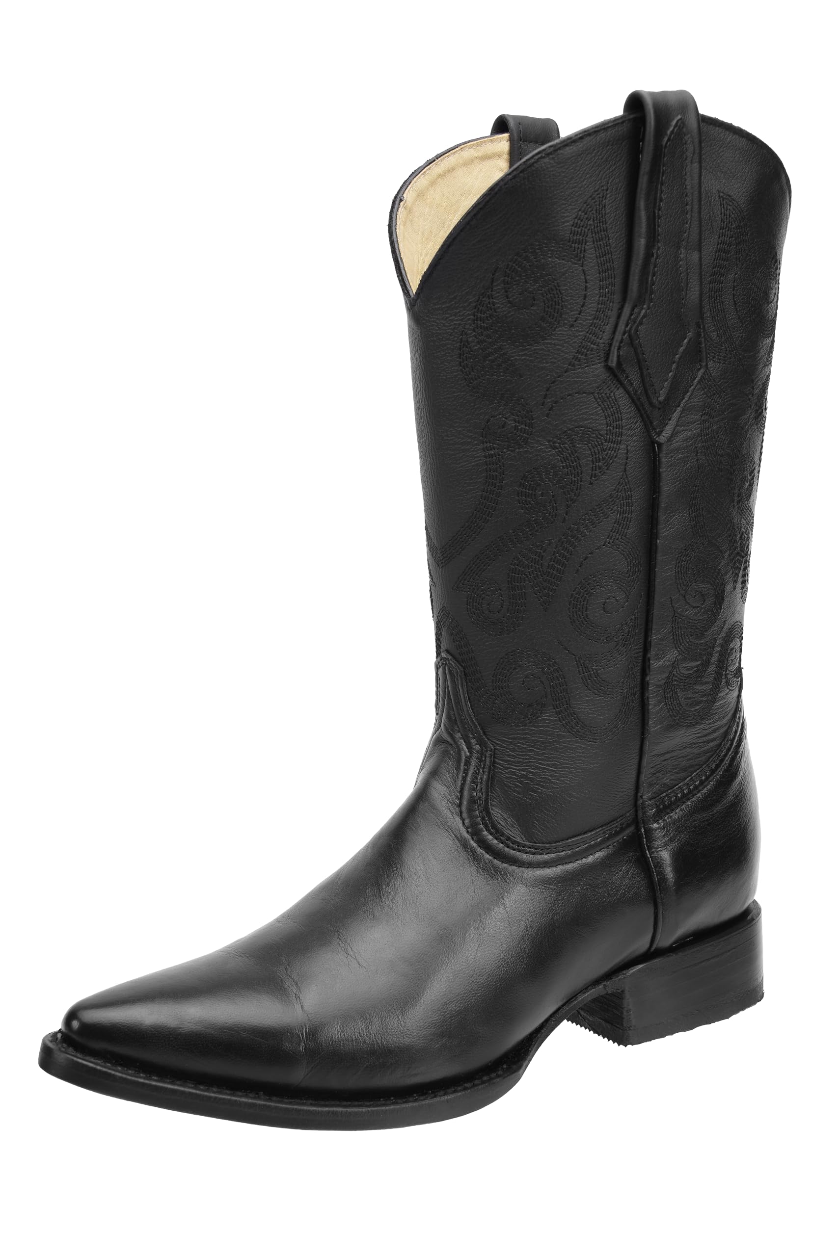 Genuine Cowhide Leather Men's Rodeo J-Toe Western Cowboy Boots - Comfortable & Durable for Rodeo, Country Dancing & Outdoor Adventures
