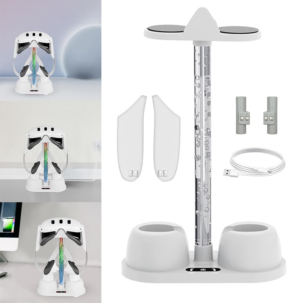 Oculus/Meta Quest 3 Charging Station with RGB Lights - VR Headset & Controller Stand, Charger Dock, Storage Holder for Oculus Quest 3 Accessories - Perfect for Gaming Setup & VR Display Organization