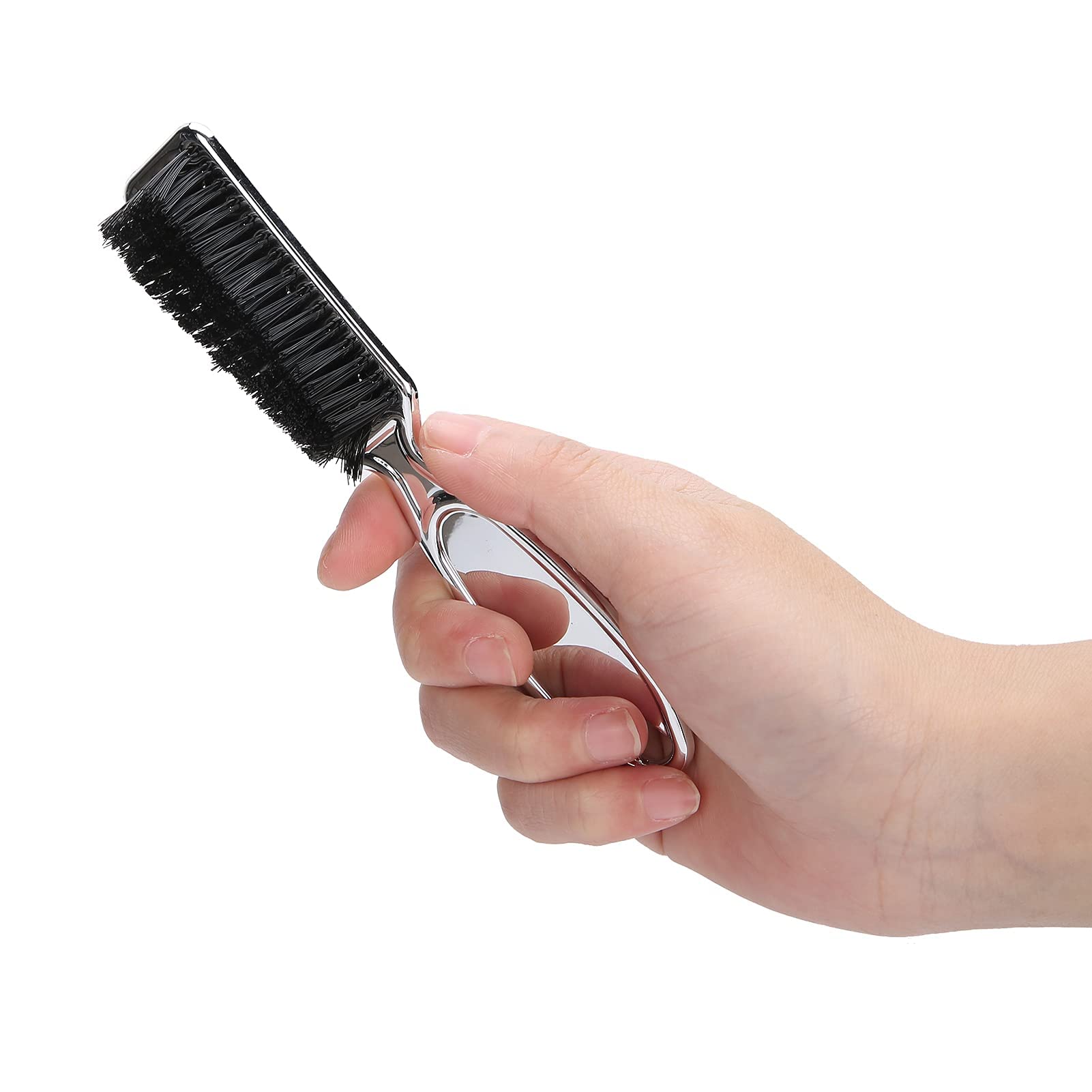 Professional Silver Barber Brush with Nylon Bristles - Hair Clipper Cleaning Brush, Styling Tool & Neck Duster for Men's Fade & Grooming - Perfect for Barbershops, Home Haircuts & Beard Maintenance