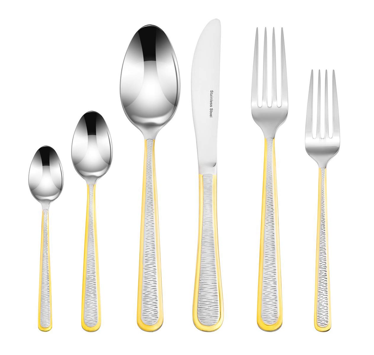 Venezia Provenza 75-Piece Flatware Set - Premium 18/10 Stainless Steel Silverware for 12, 24K Gold Plated Serving Set with Wooden Chest - Elegant Dinnerware for Formal Dining, Wedding Gifts & Hostess Entertaining