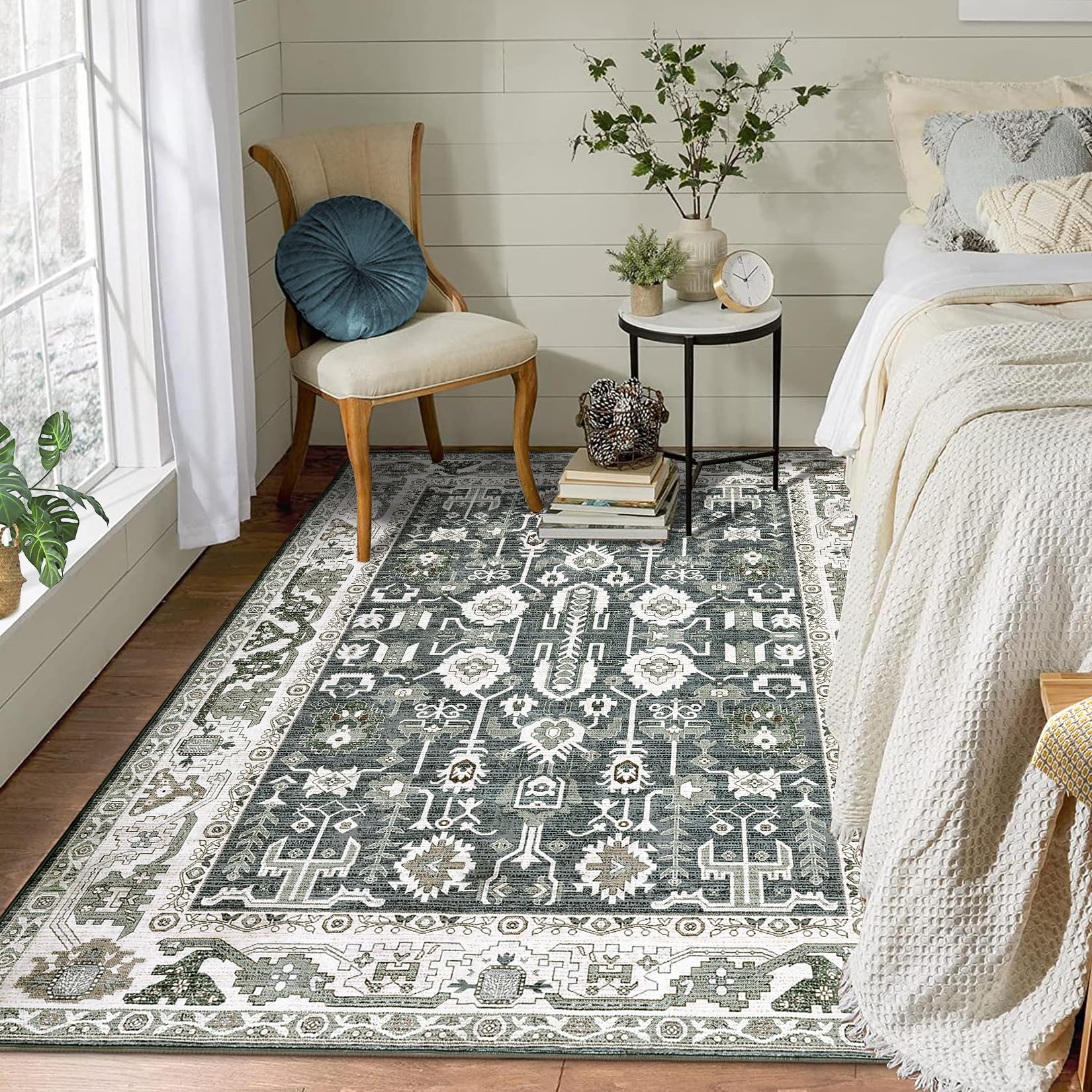 GARVEE 2x6 Feet Washable Moroccan Boho Rug - Non-Slip Low Profile Area Rug for Living Room, Bedroom & Dorm Decor