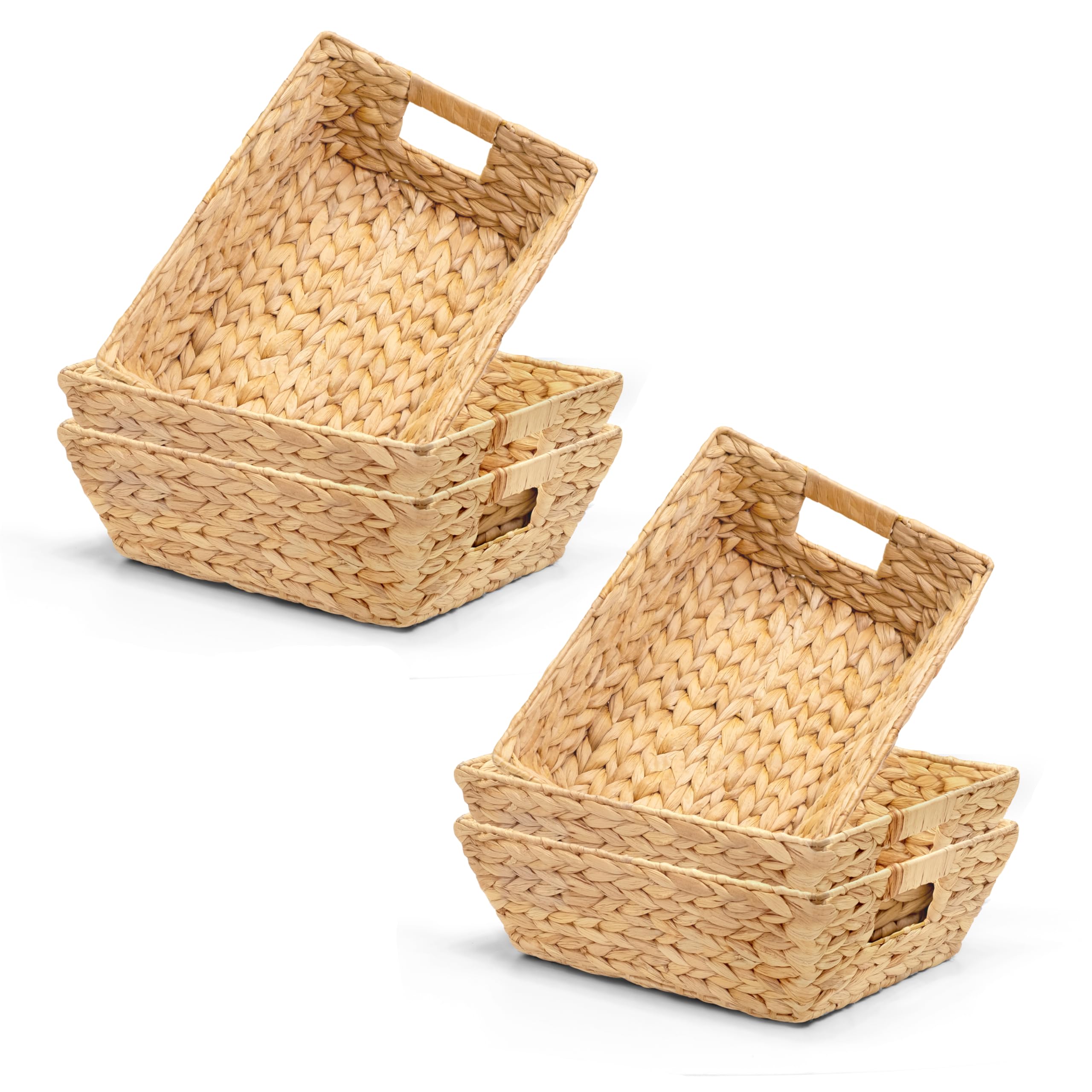 4-Pack 10.5x10.5 Inch Woven Wicker Storage Cubes & 6-Pack Trapezoid Storage Baskets - Home Organization for Living Room, Bedroom, Nursery, Office