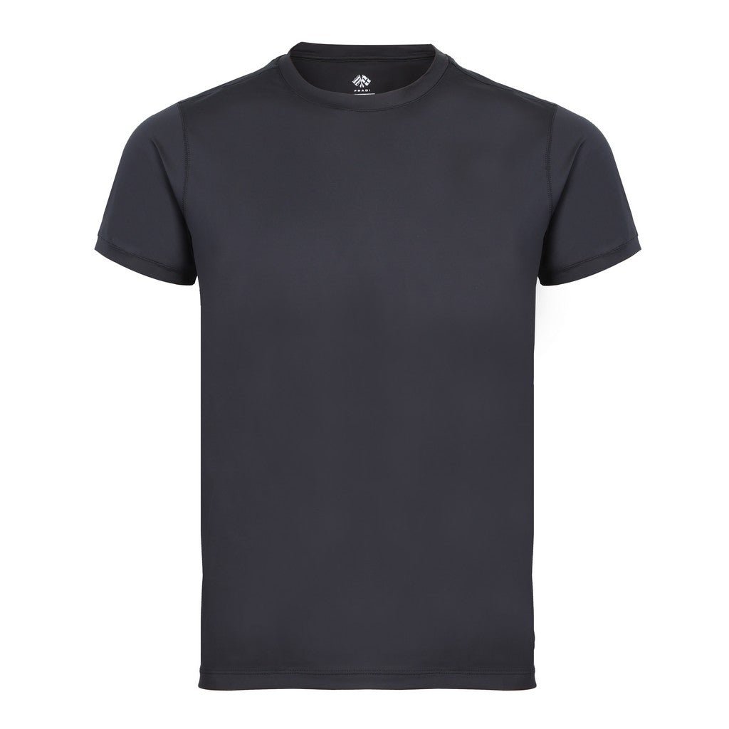 FRADI Men's Tech Jersey Shirt - Breathable Quick-Dry Crew Neck T-Shirt for Running, Gym & Casual Wear - Black