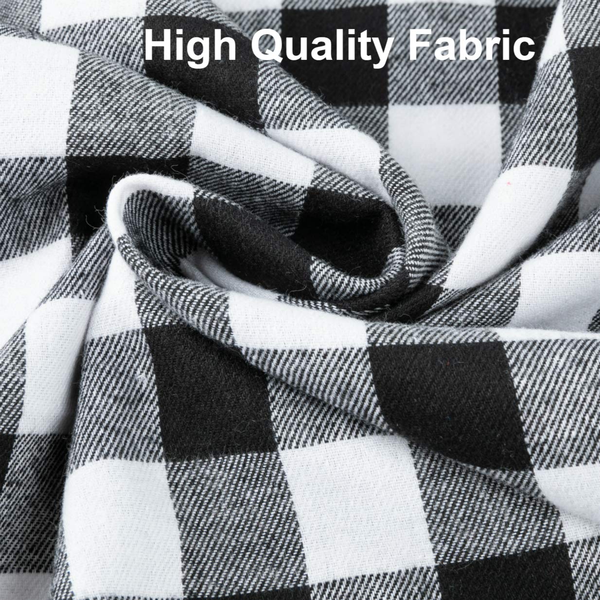 2 Pack Buffalo Check Plaid Tie-Up Window Curtains 42x63 Inches - Farmhouse Style Gingham Rod Pocket Kitchen Shades in White & Black | Perfect for Rustic Home Decor, Country Kitchens & Cozy Living Spaces