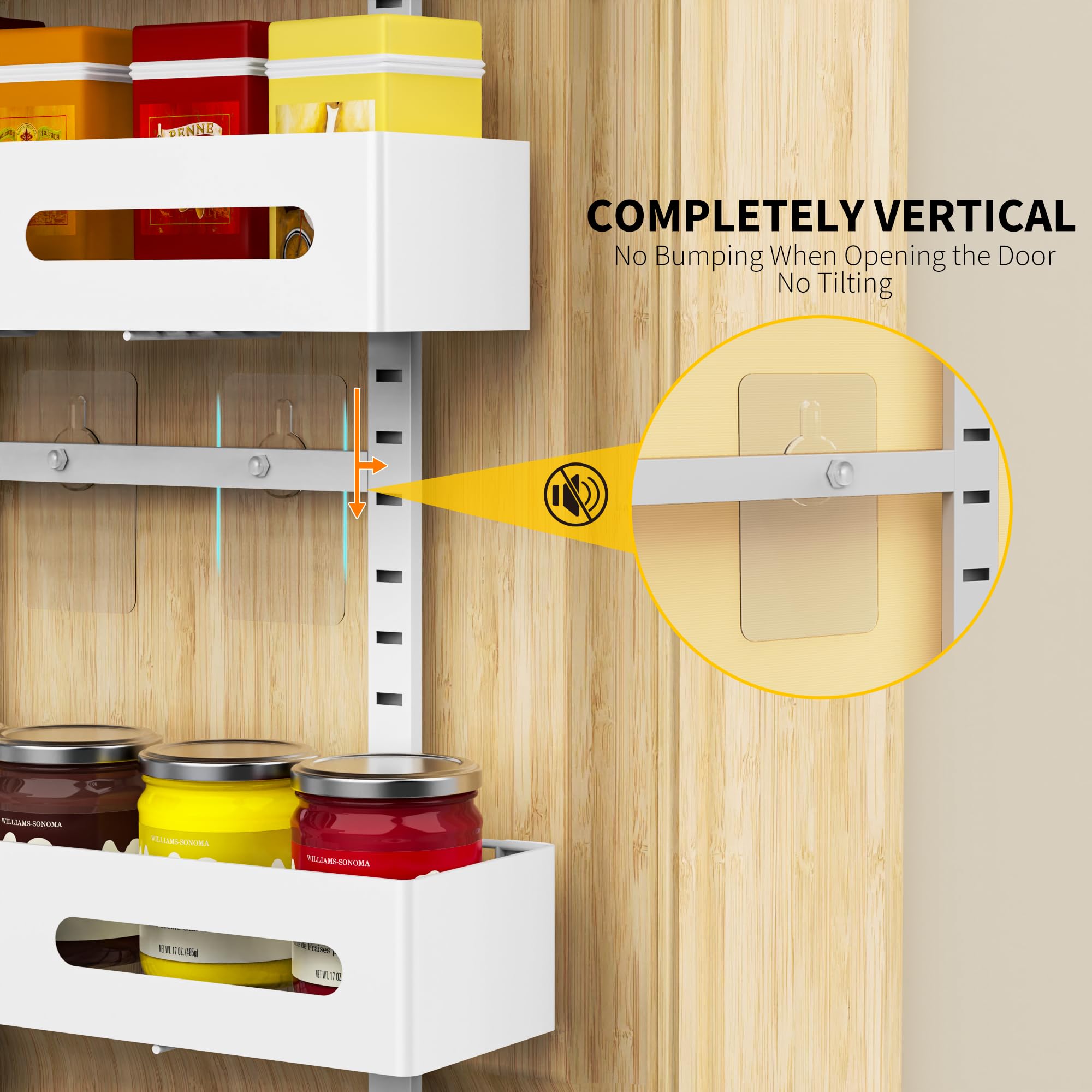 9-Tier White Over The Door Pantry Organizer - Metal Hanging Spice Rack Shelves for Kitchen, Bathroom & Laundry Room Storage - Space Saving Home Organization Solution for Spices, Toiletries & Cleaning Supplies