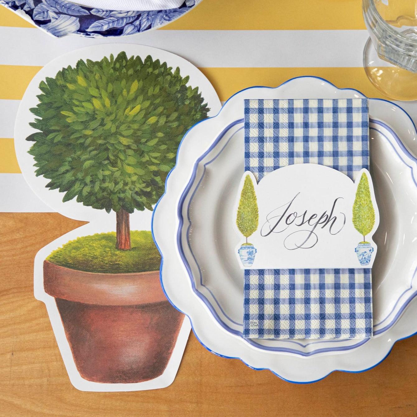 Elegant Die-Cut Topiary Pair Placemats - Set of 2 Decorative Table Mats for Dining Room, Kitchen, or Party Decor
