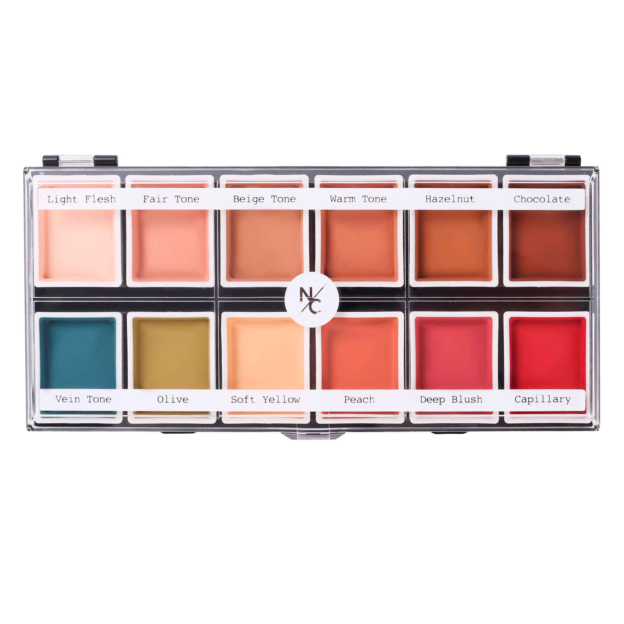 12 Color Flesh Tone Alcohol Activated Palette - Professional Makeup FX Palette for Face & Body Painting - Perfect for Halloween, Cosplay, and Special Effects Makeup Artists